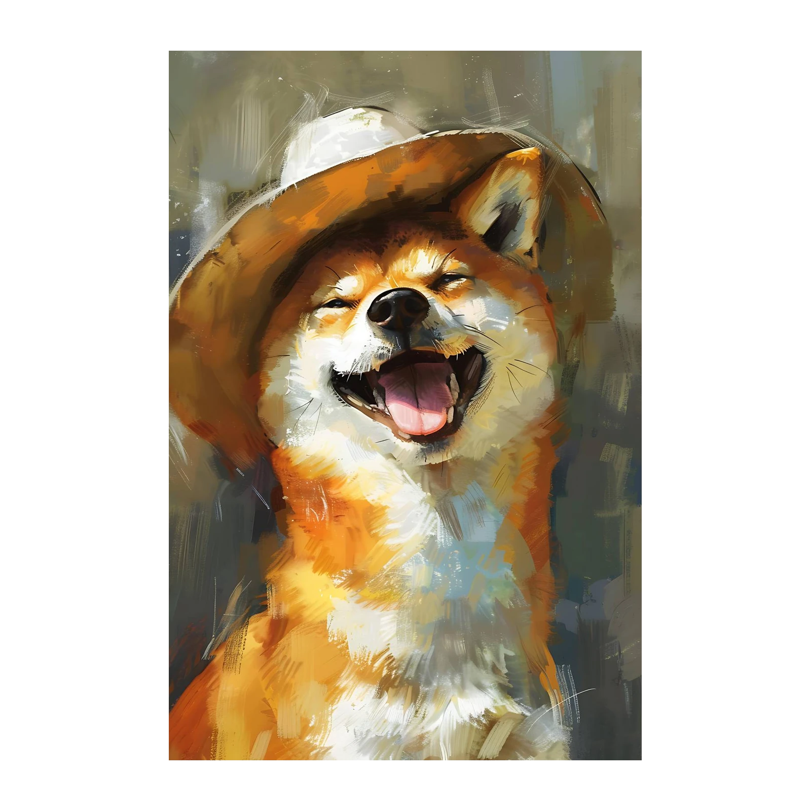 Joyful Shiba Inu Cowboy Hat Wall Art
