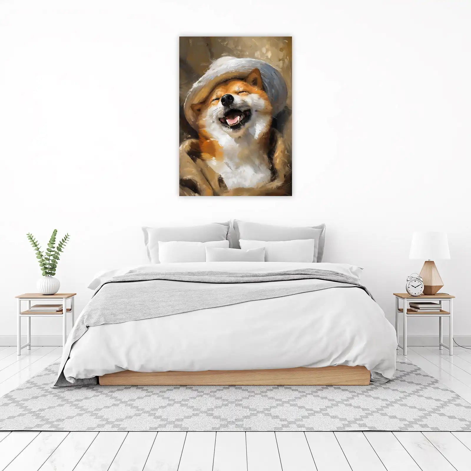 Joyful Shiba Inu with Hat Wall Art