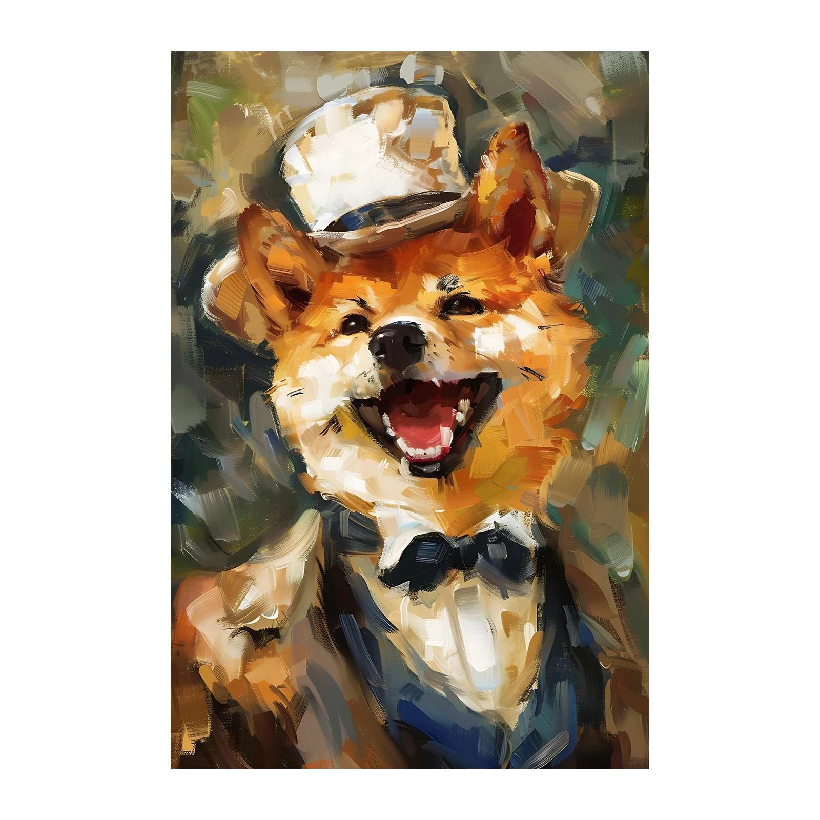 Happy Shiba Inu in Top Hat Wall Art
