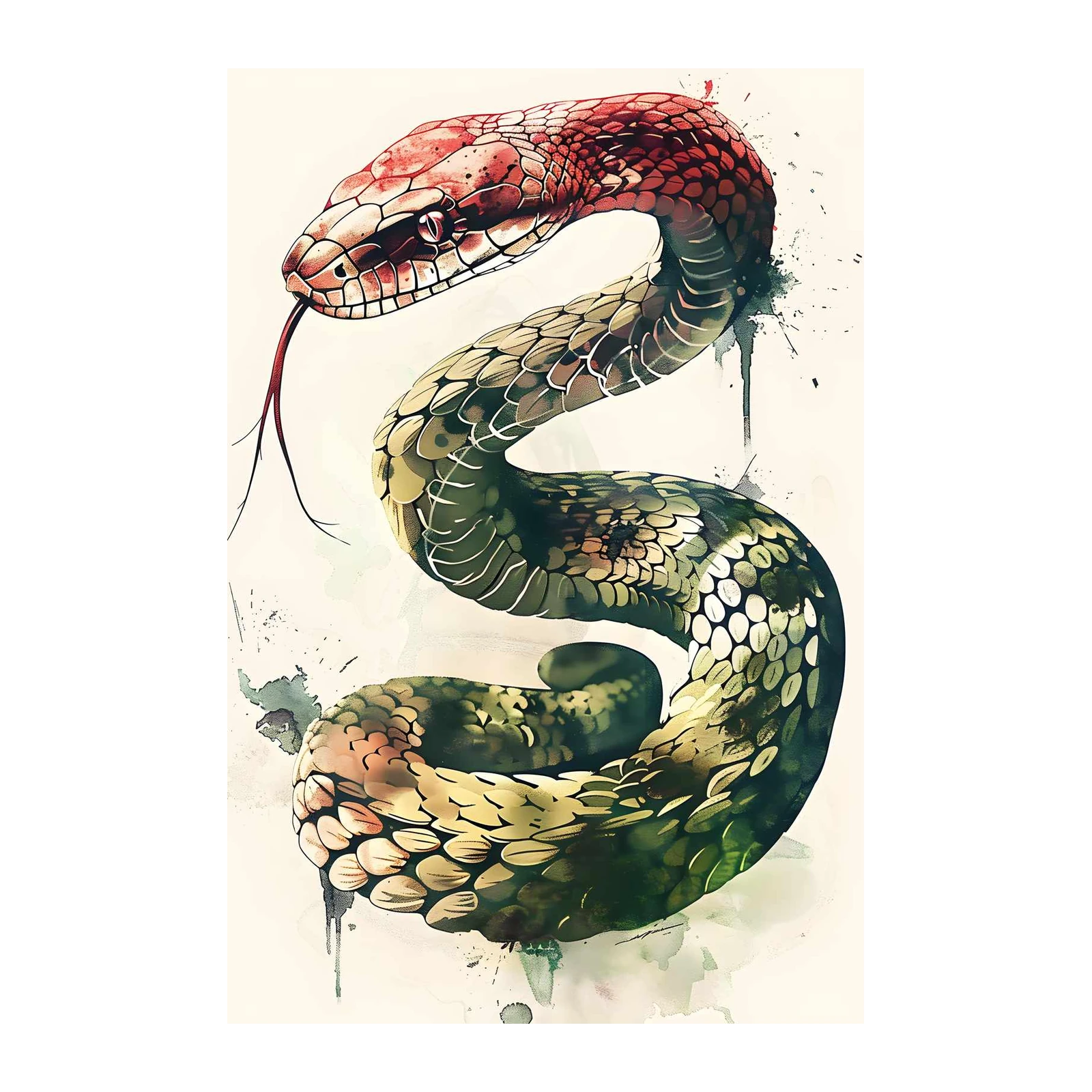 Bold Serpent Watercolor Wall Art