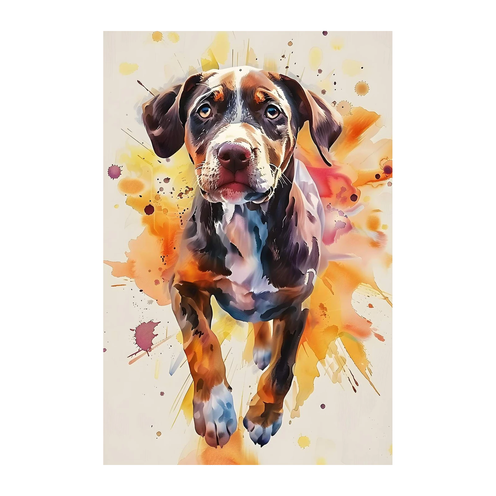 Vibrant Dog Watercolor Burst Wall Art