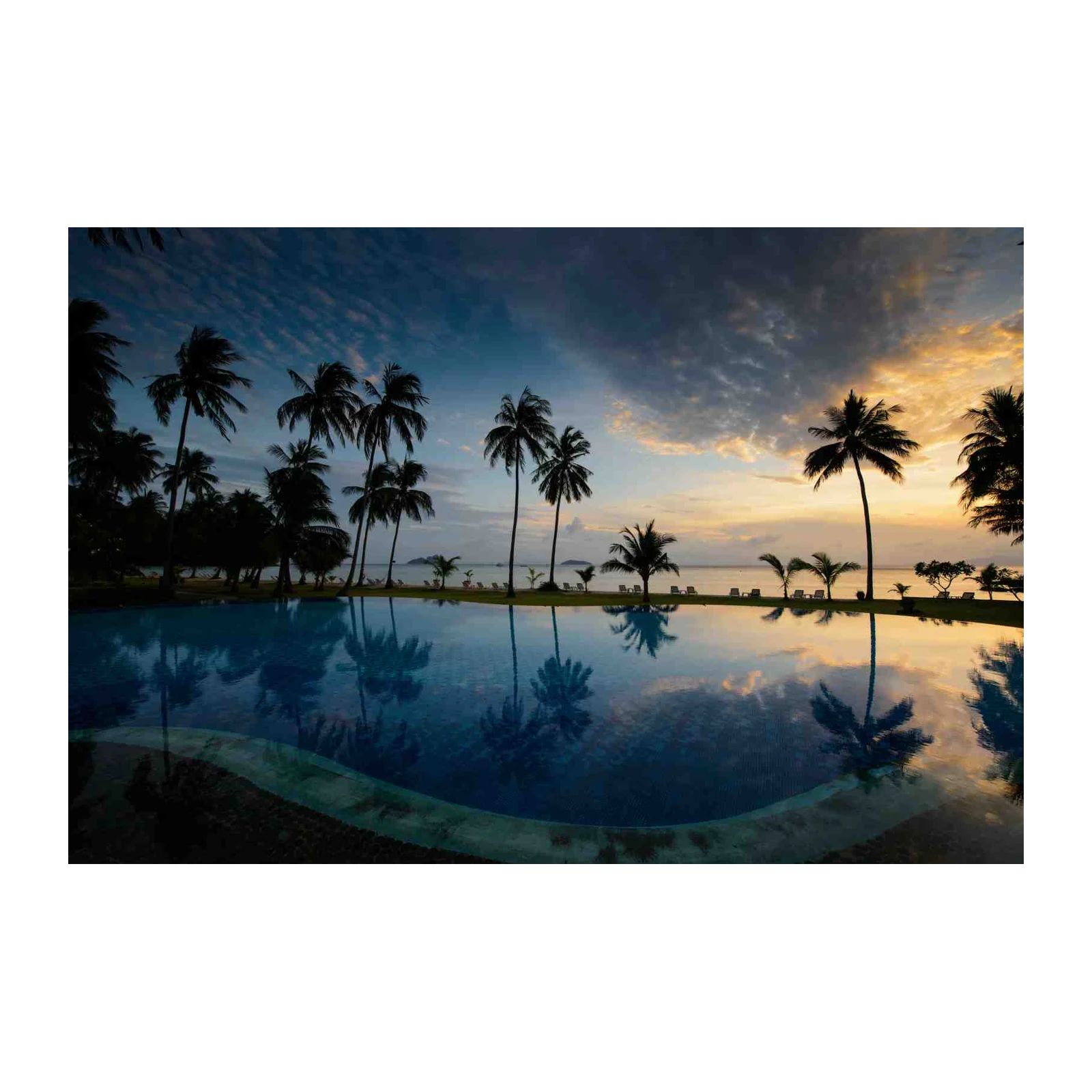 Tropical Sunset Pool Paradise Wall Art