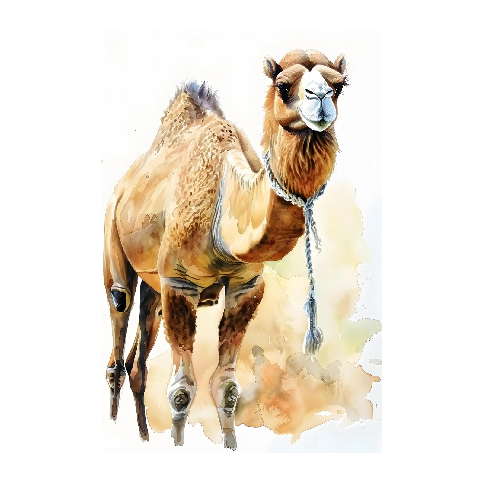 Majestic Camel Watercolor Animal Wall Art