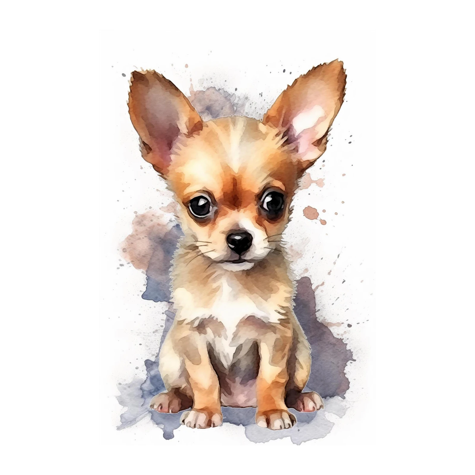 Adorable Chihuahua Puppy Watercolor Wall Art