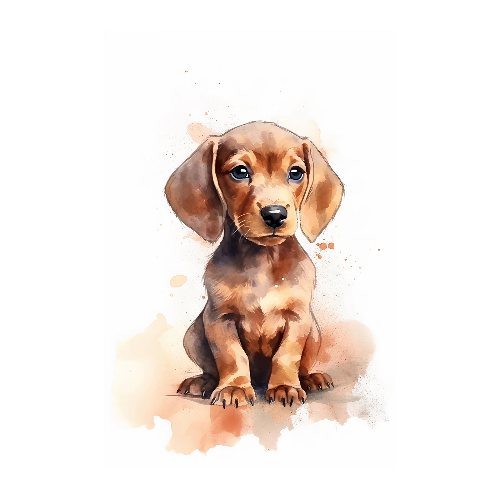 Adorable Dachshund Puppy Watercolor Wall Art