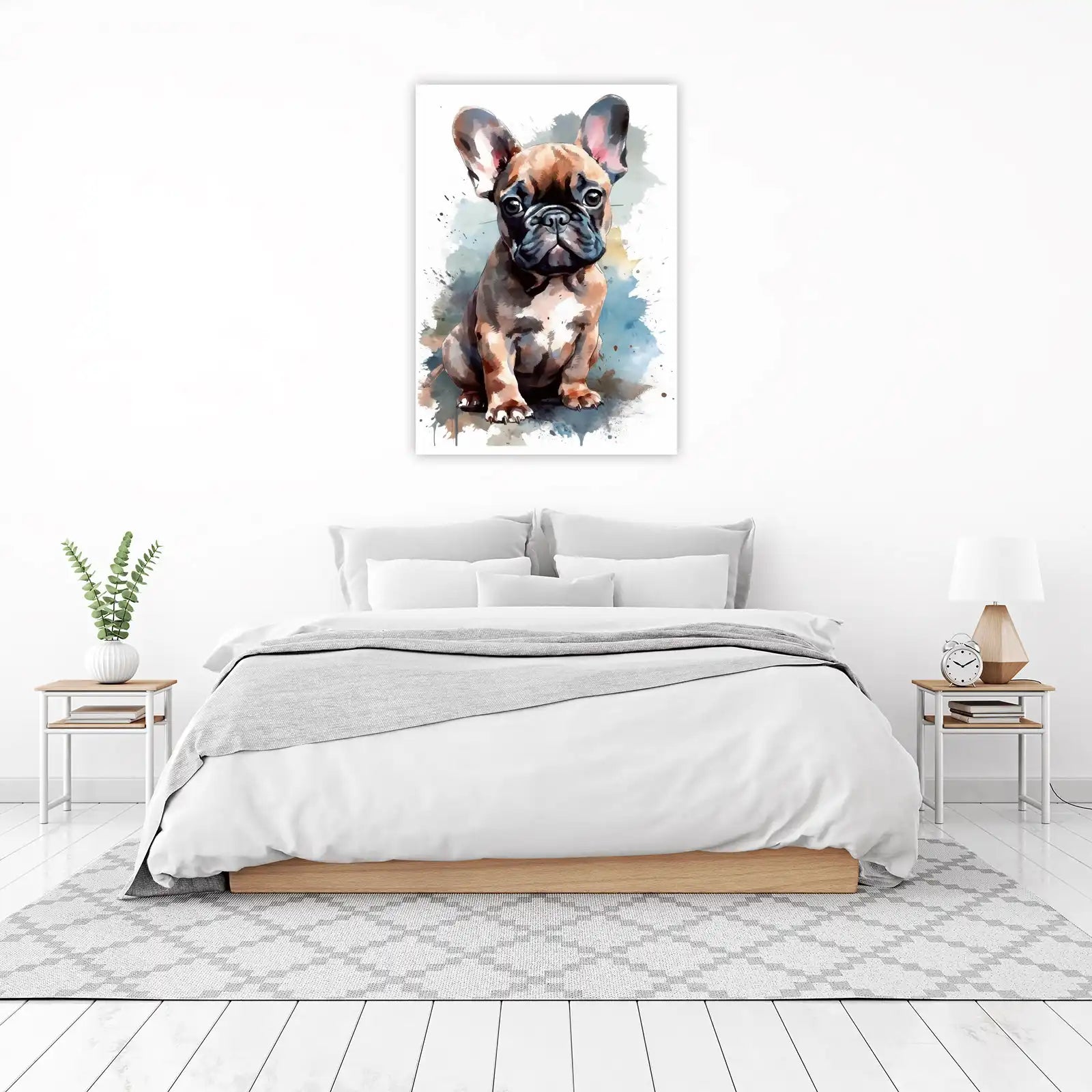 Adorable French Bulldog Watercolor Wall Art