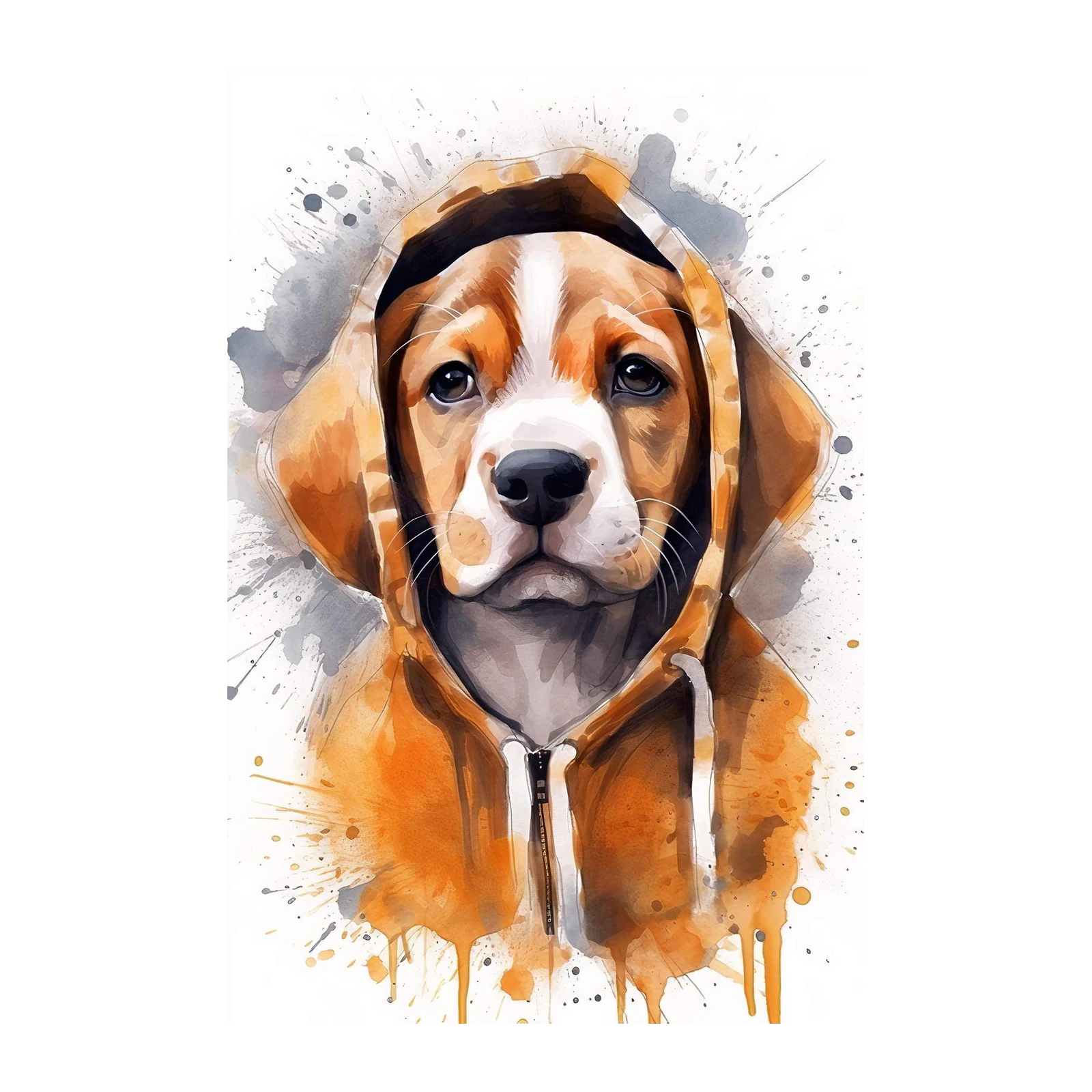 Cool Dog Hoodie Watercolor Wall Art
