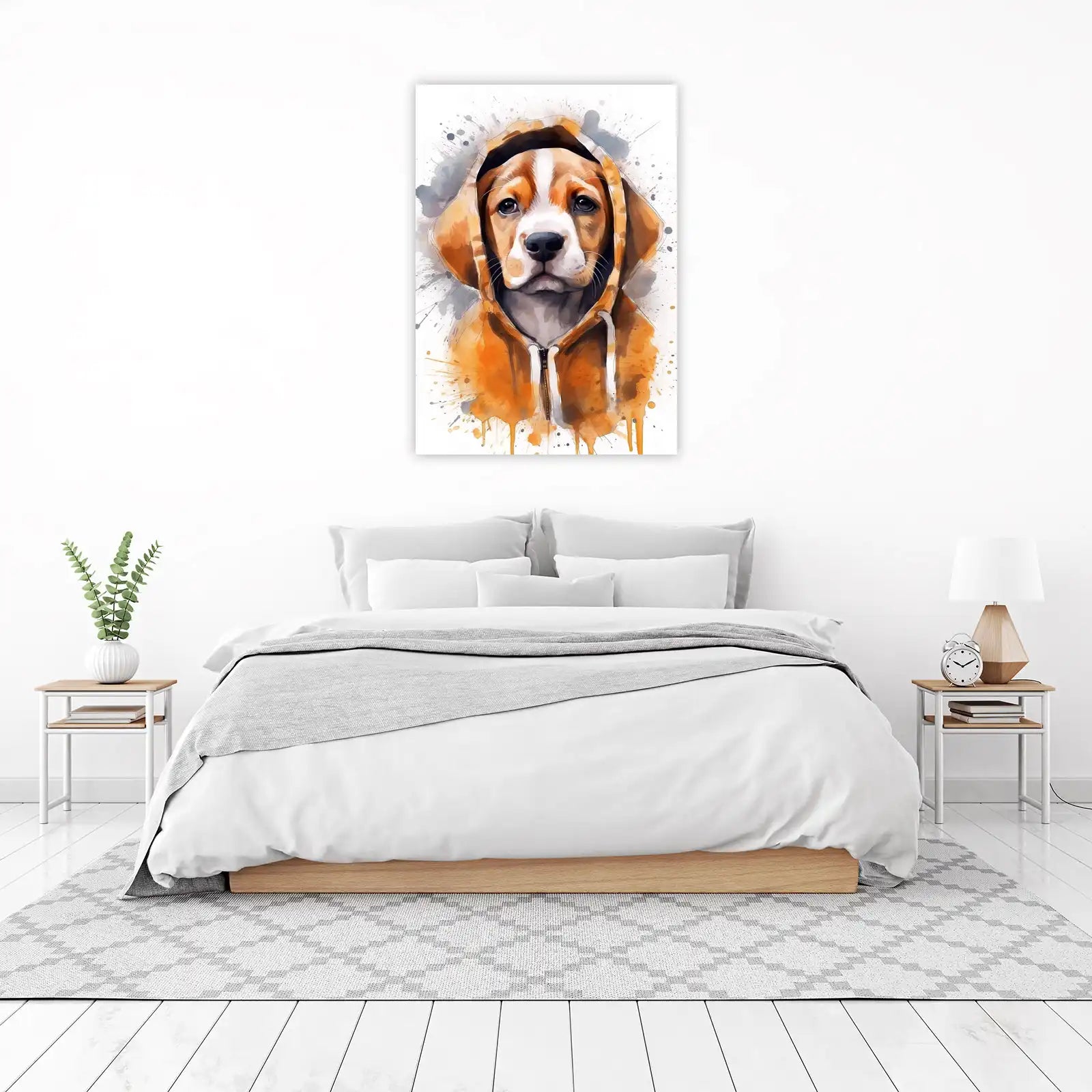 Cool Dog Hoodie Watercolor Wall Art