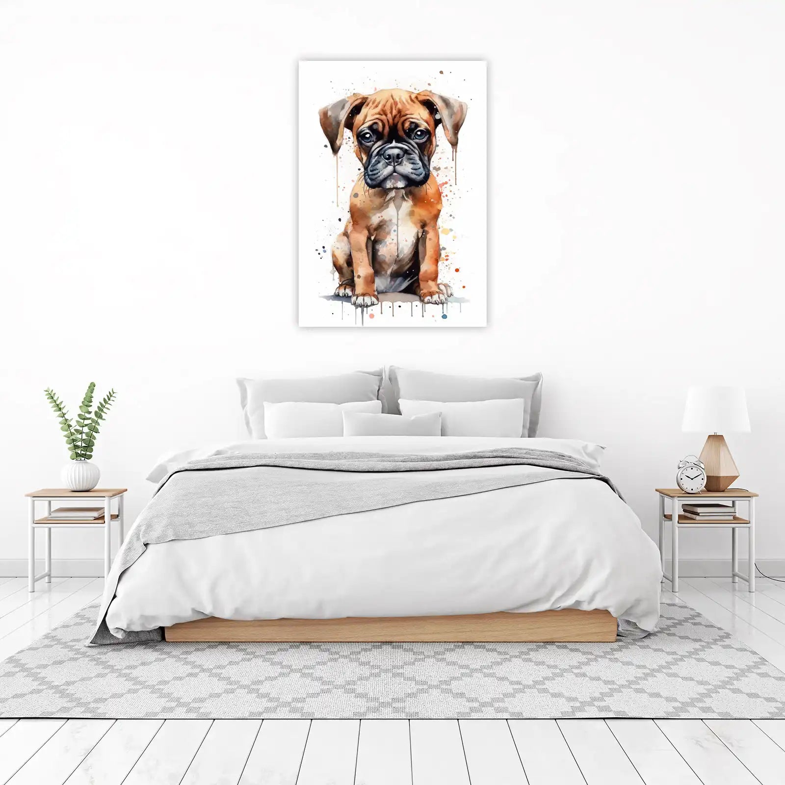 Adorable Boxer Puppy Watercolor Wall Art