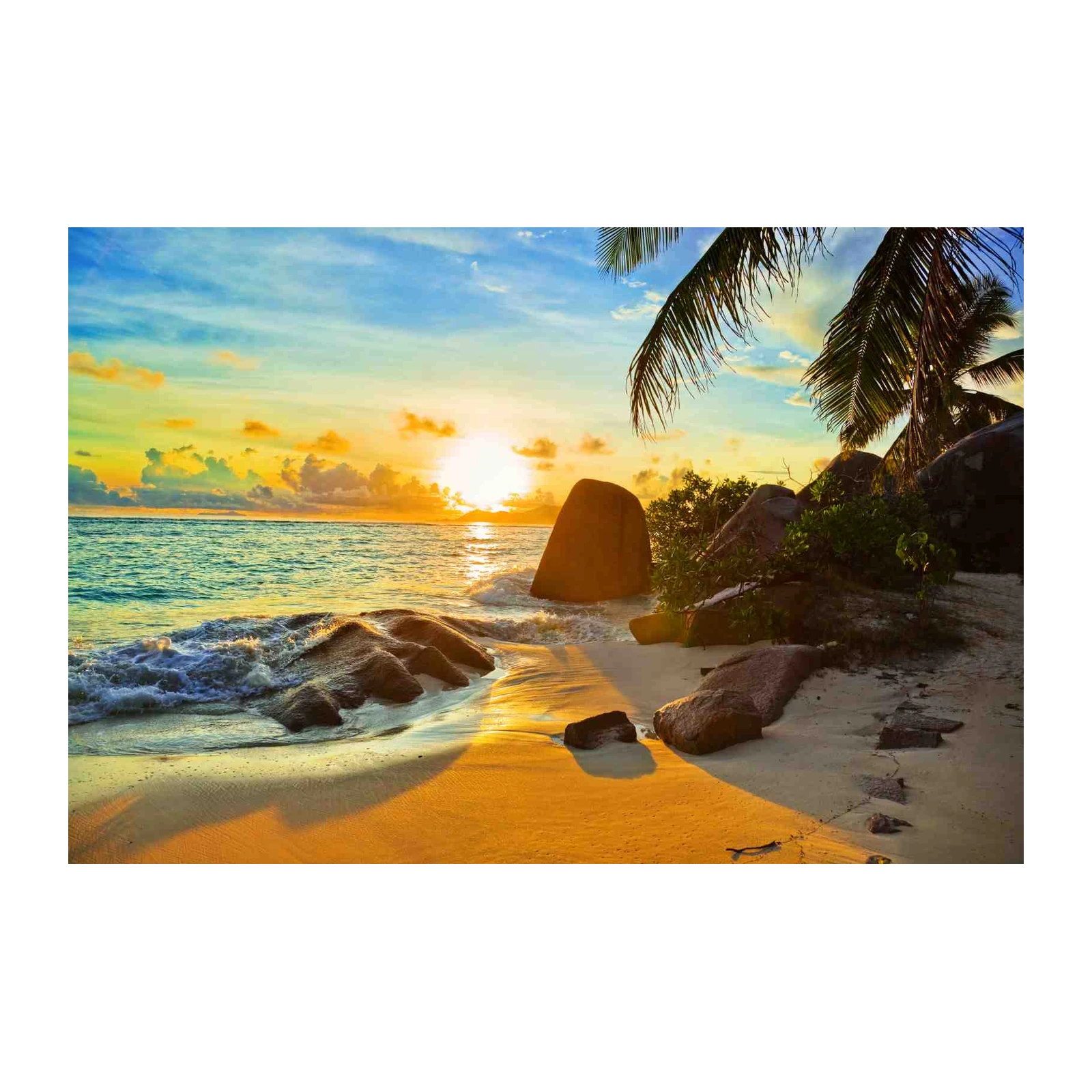 Serene Tropical Sunset Beach Wall Art