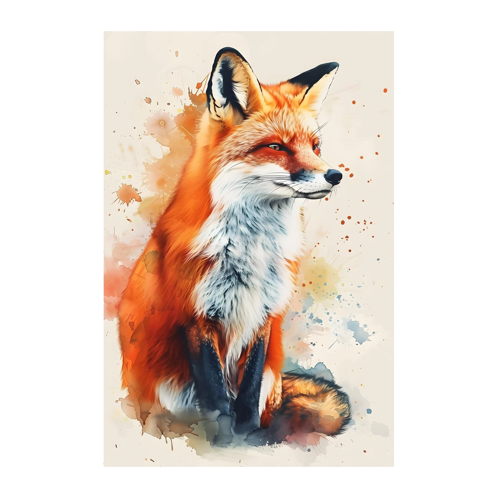 Vibrant Fox Watercolor Art Wall Art