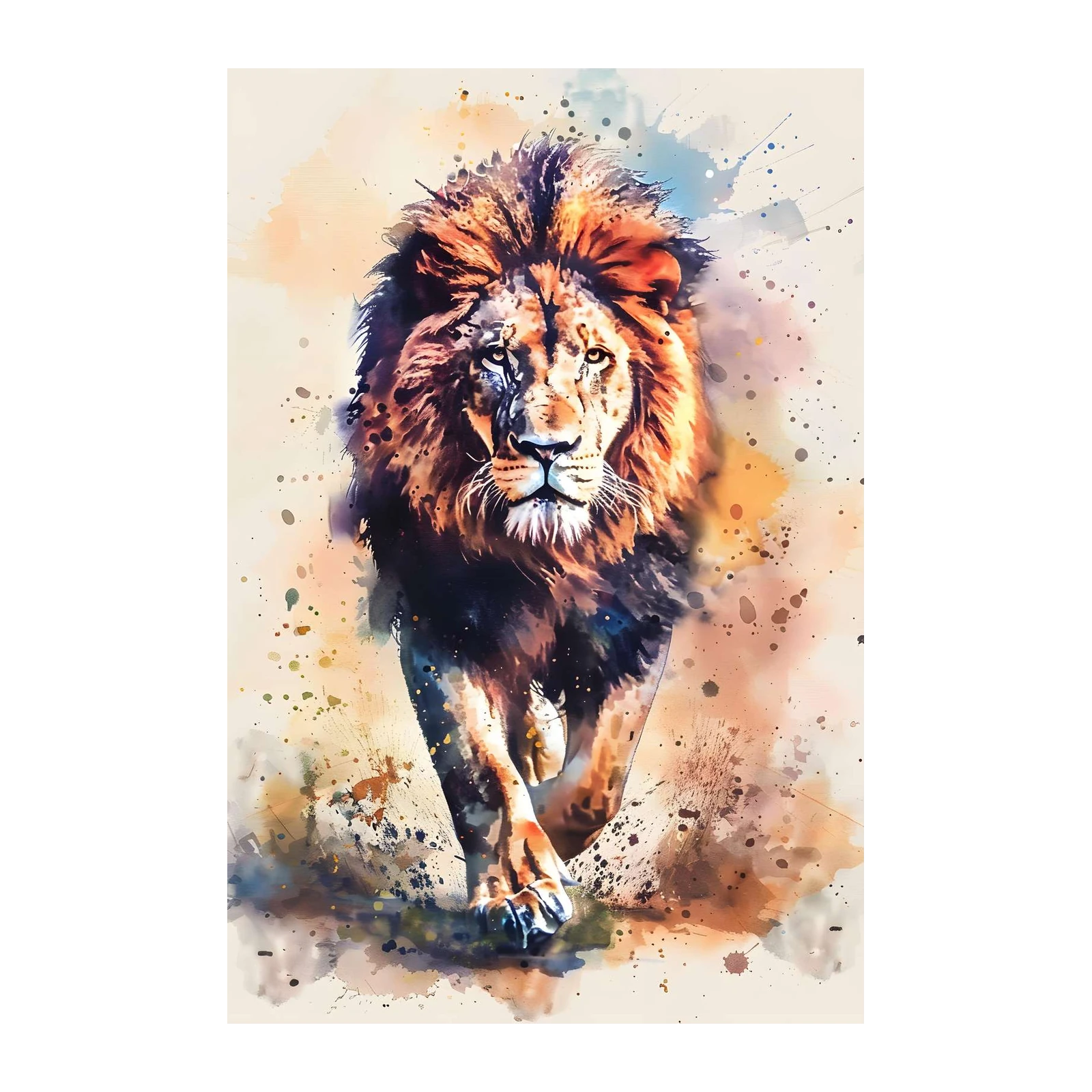 Majestic Lion Watercolor Wall Art