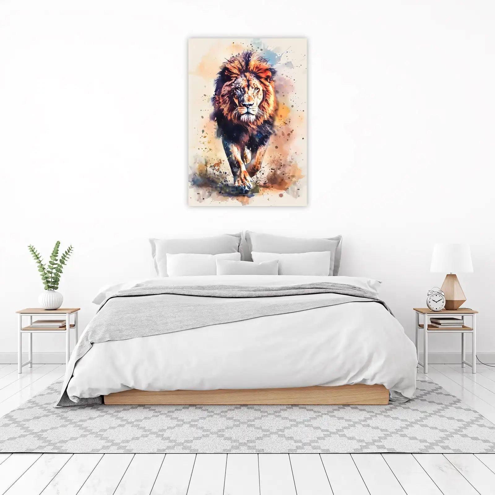 Majestic Lion Watercolor Wall Art