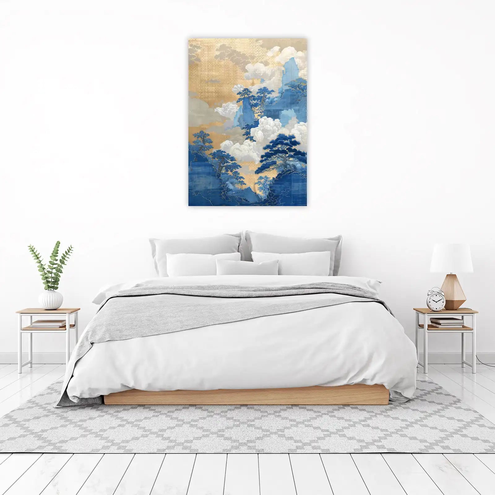 Serene Blue Mountain Mist Wall Art