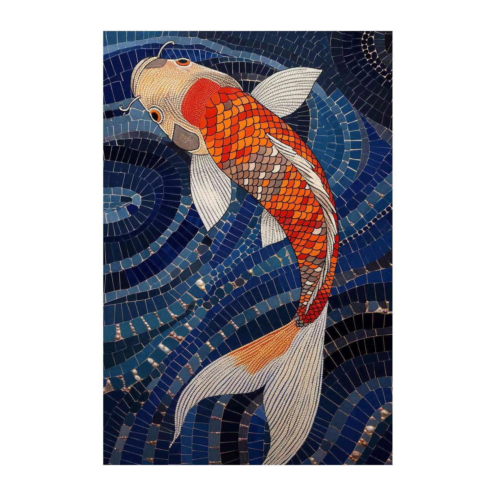Vibrant Koi Fish Mosaic Wall Art - Zen Decor