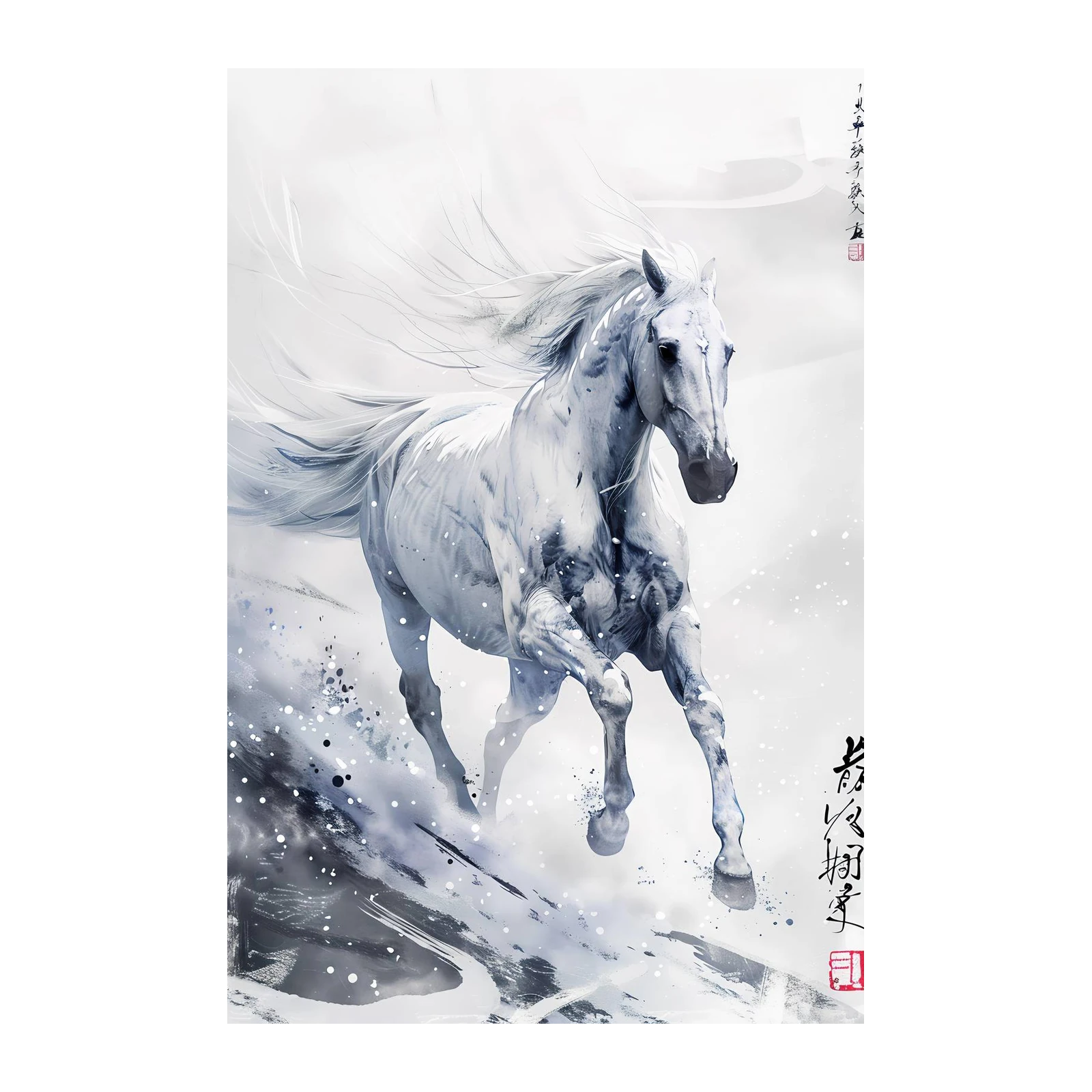 Majestic White Horse Gallop Wall Art