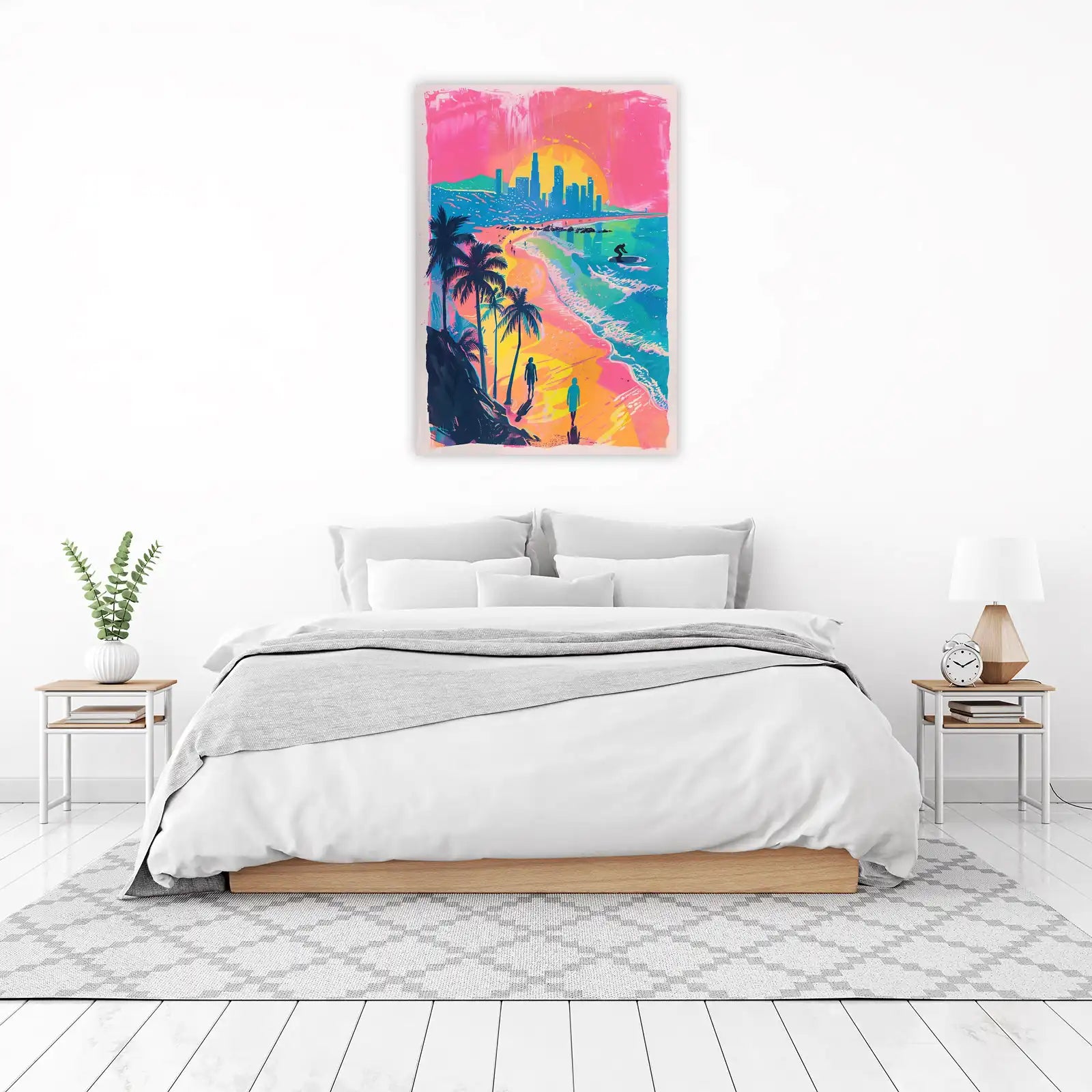 Retro Sunset Surf City Wall Art