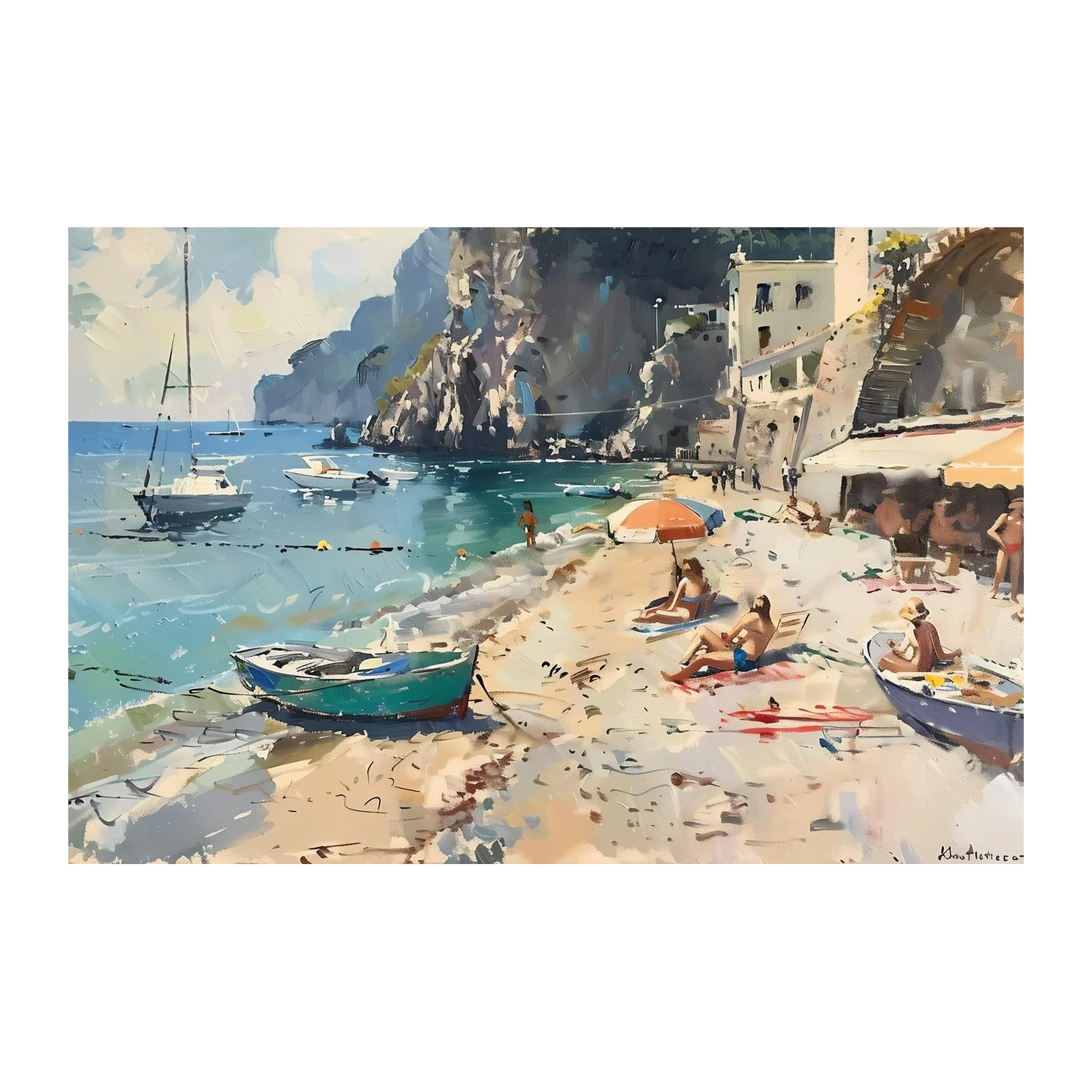 Coastal Serenity Italian Beach Scene Wall Art