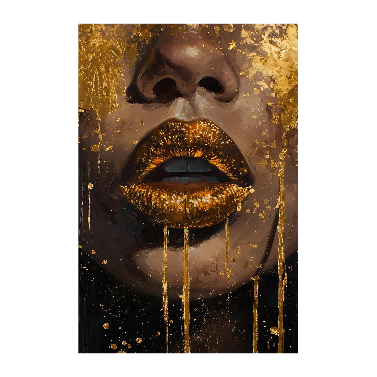 Luxury Gold Lips Portrait Wall Art