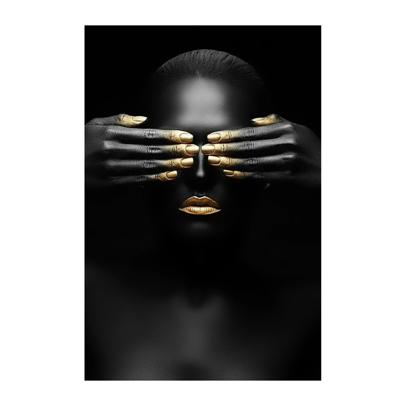 Gilded Secrets Black & Gold Face Wall Art