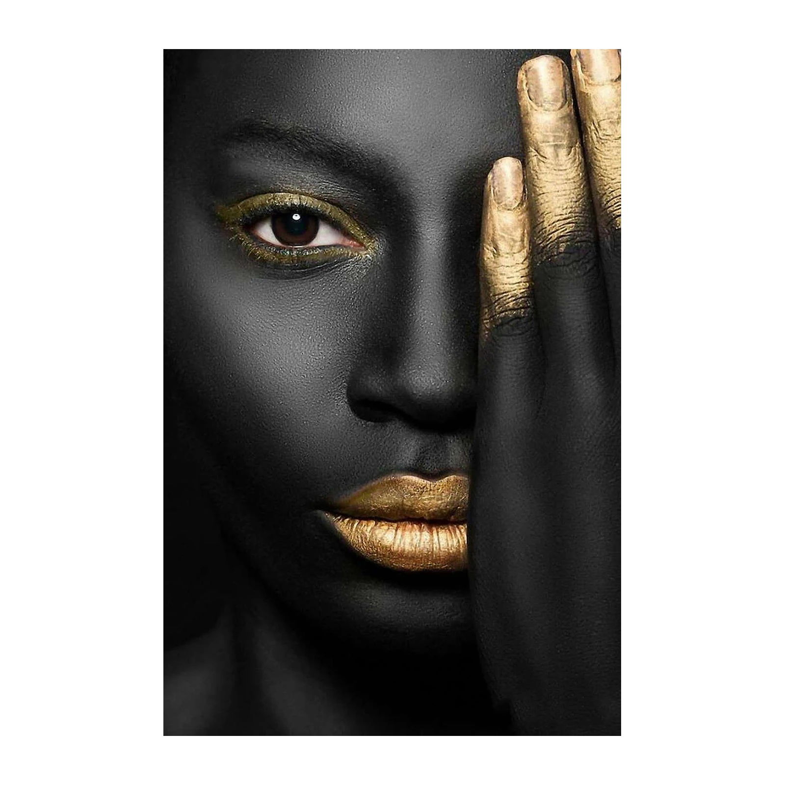 Glamorous Gold & Black Face Wall Art