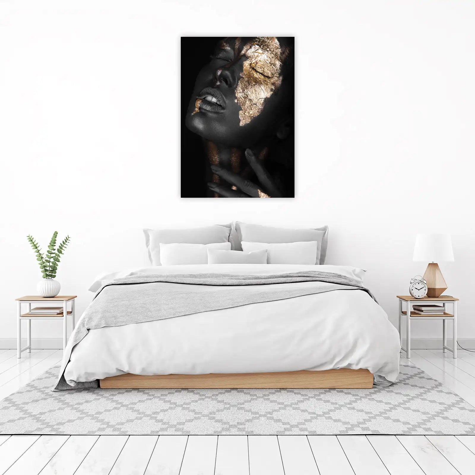 Golden Aura Portrait Abstract Face Wall Art
