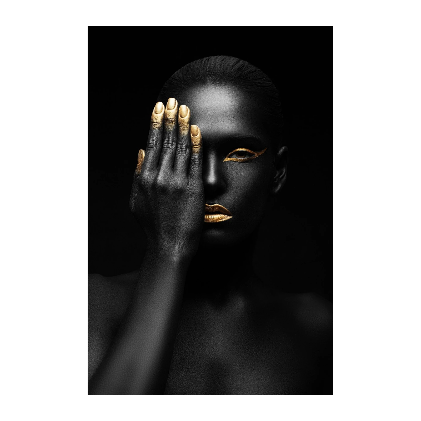 Golden Glamour Abstract Face Wall Art