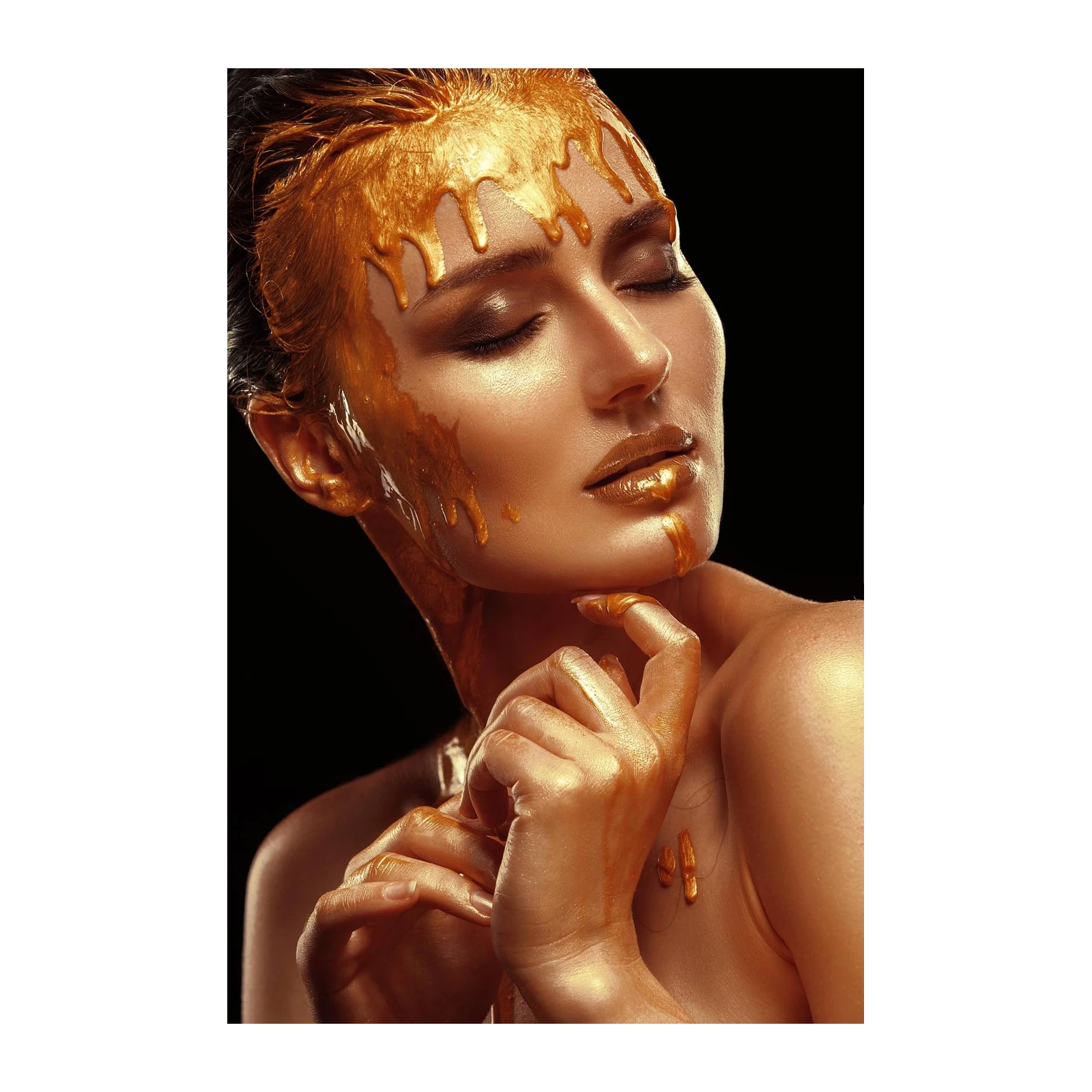 Golden Drip Elegance Woman Portrait Wall Art