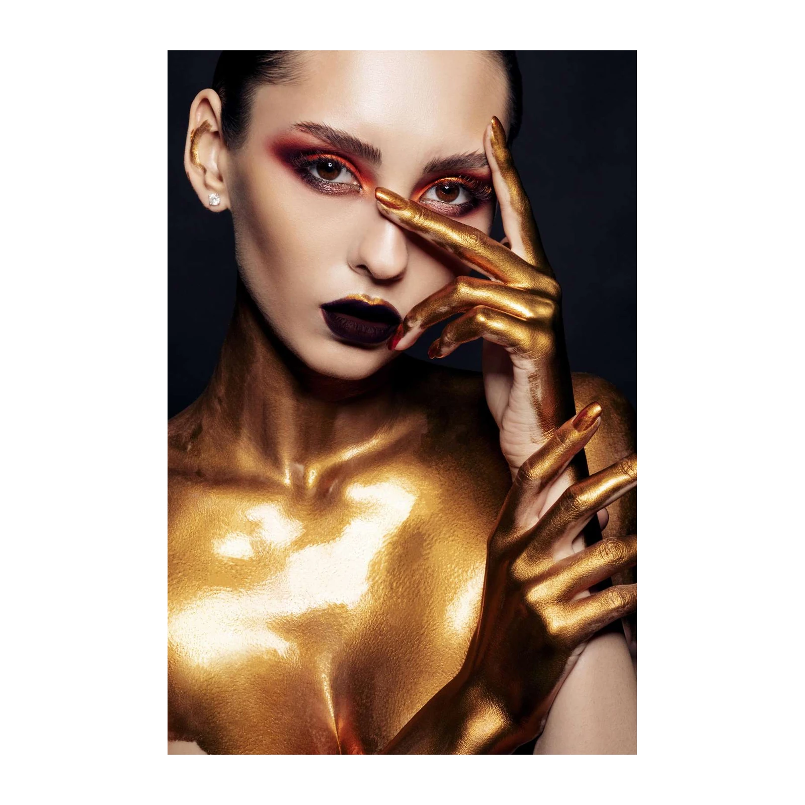 Gilded Radiance Woman Gold Body Paint Wall Art