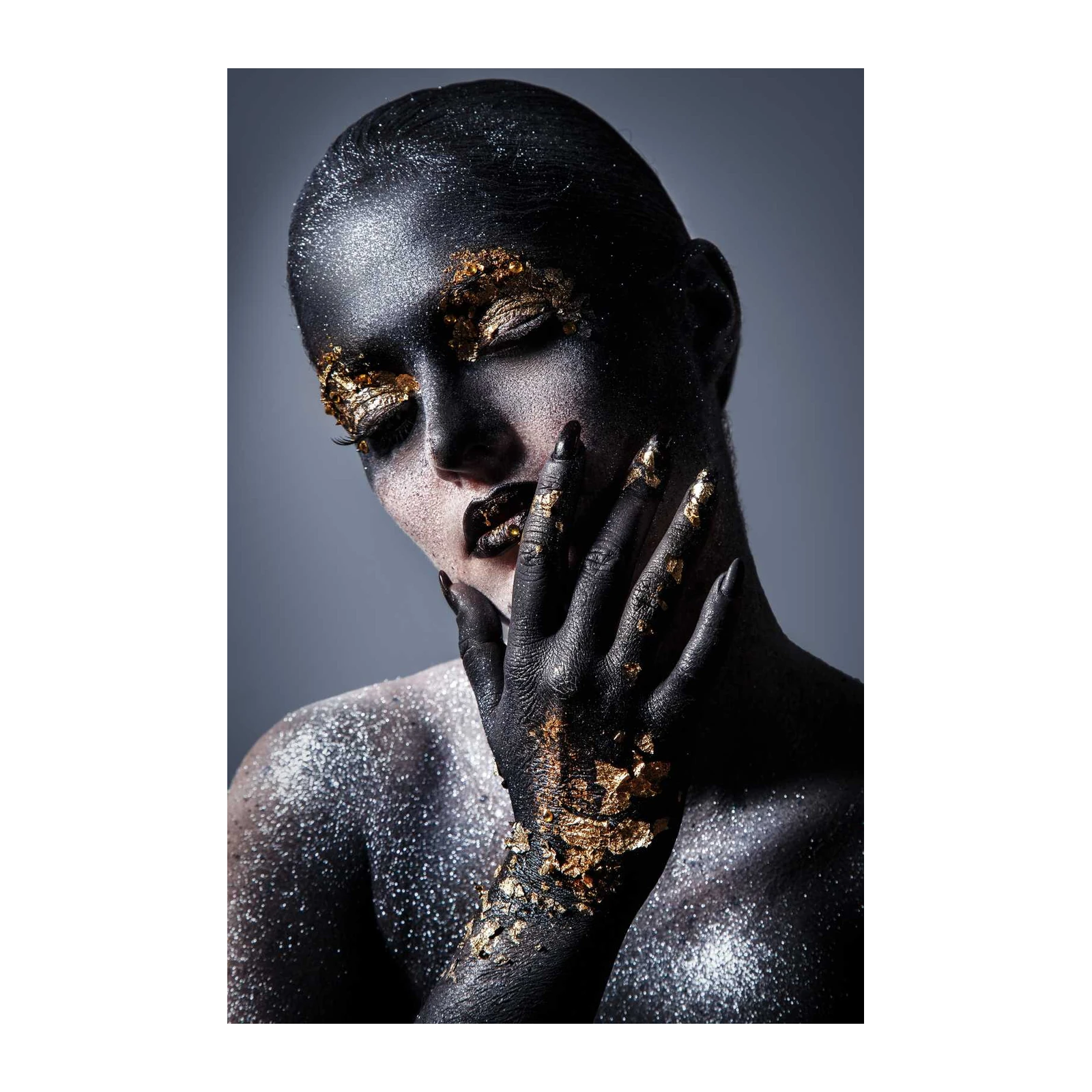 Golden Eclipse Luxury Face Art Wall Art