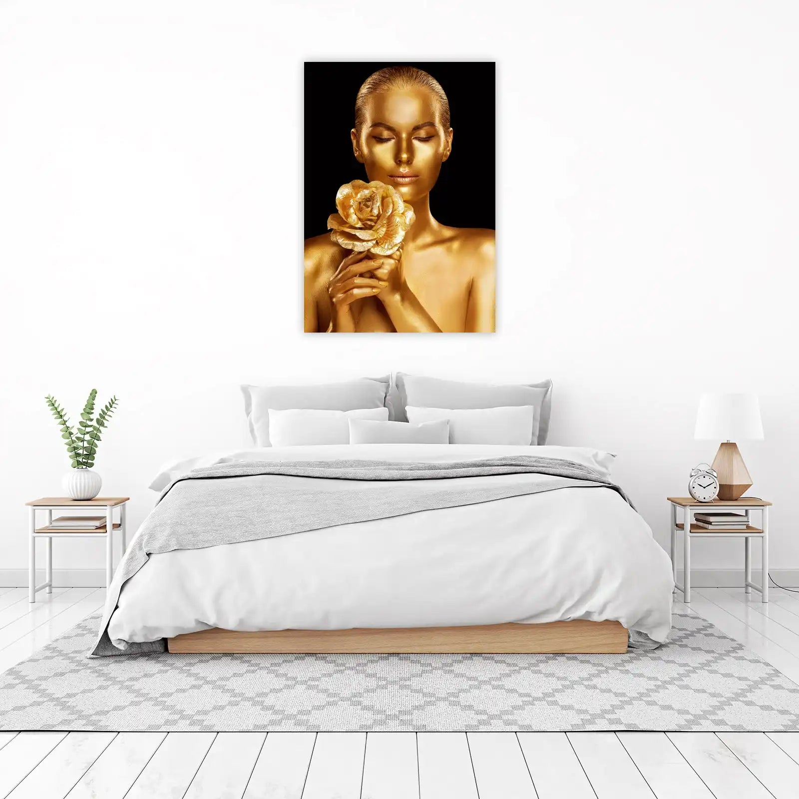 Golden Bloom Woman & Rose Wall Art