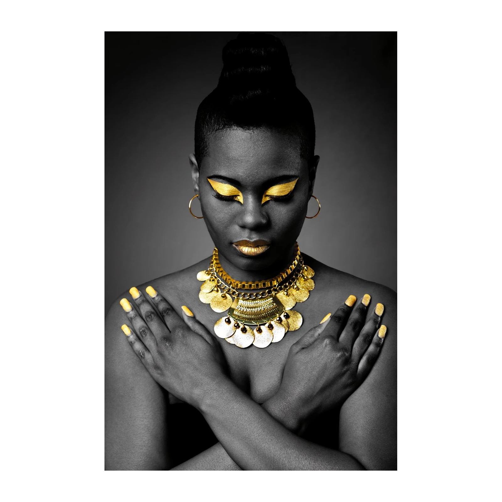 Golden Aura Woman Portrait Wall Art