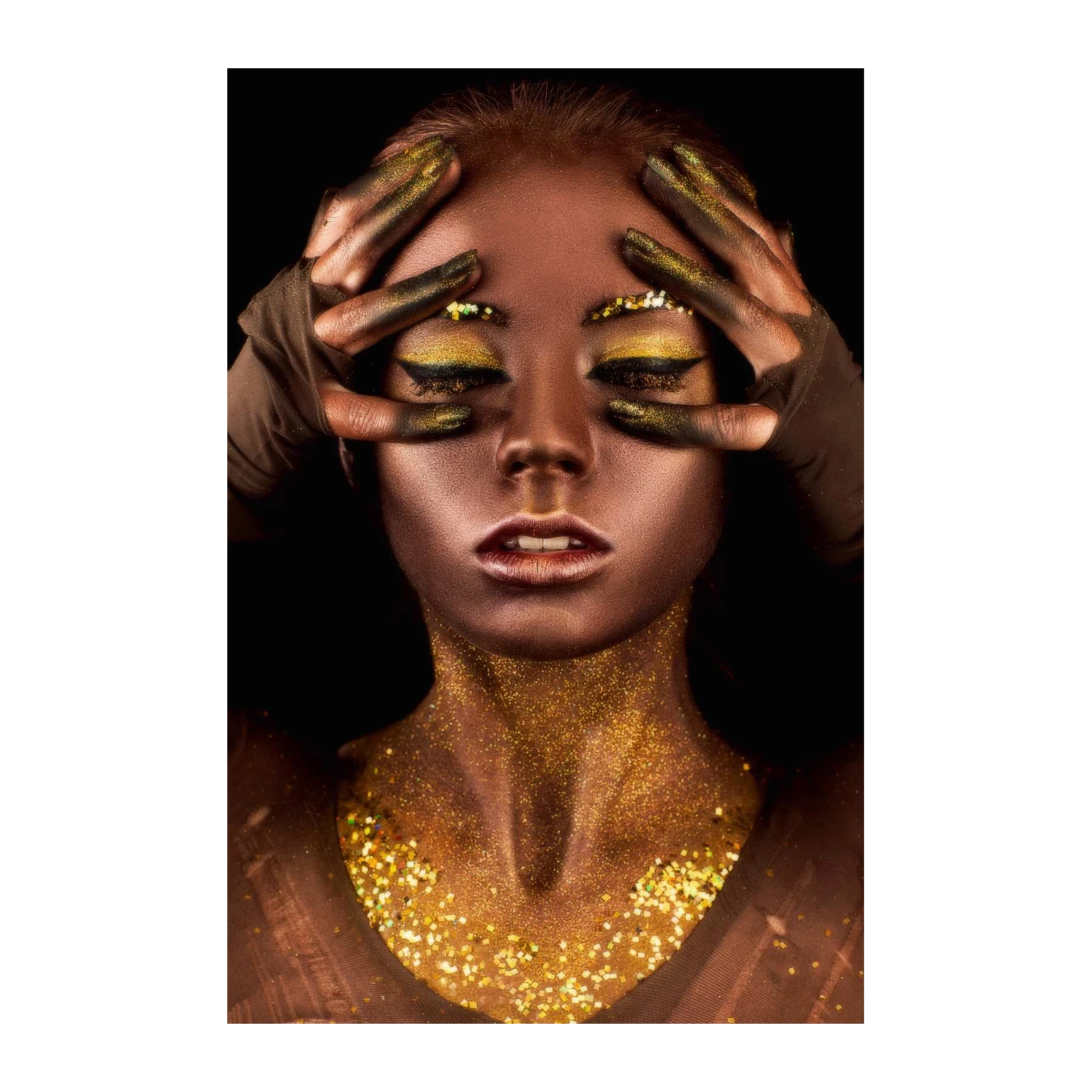 Glamorous Gold Sparkle Portrait Wall Art
