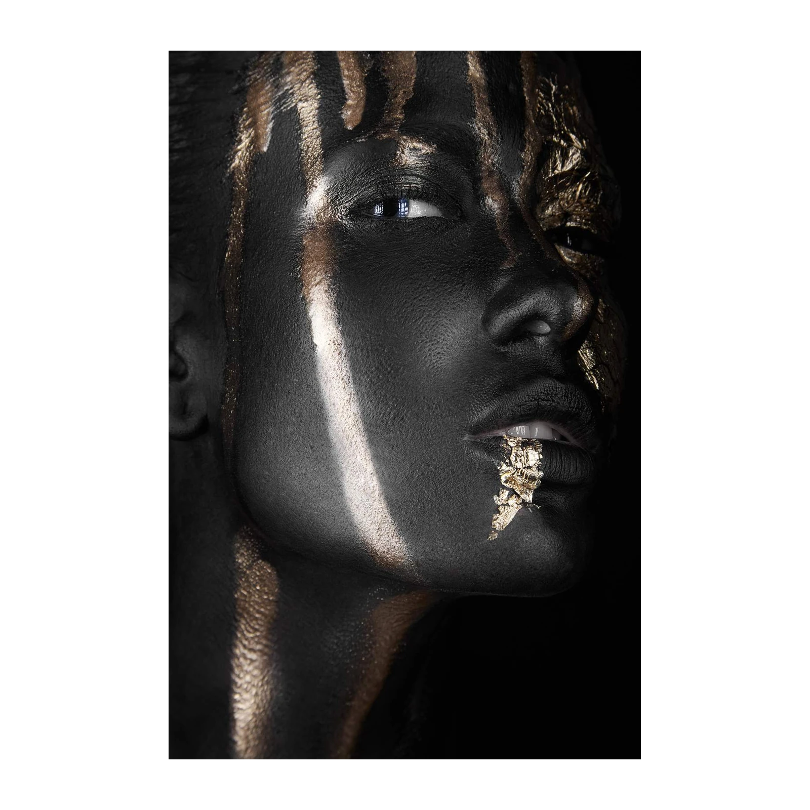Bold Gold & Black Face Art Wall Art