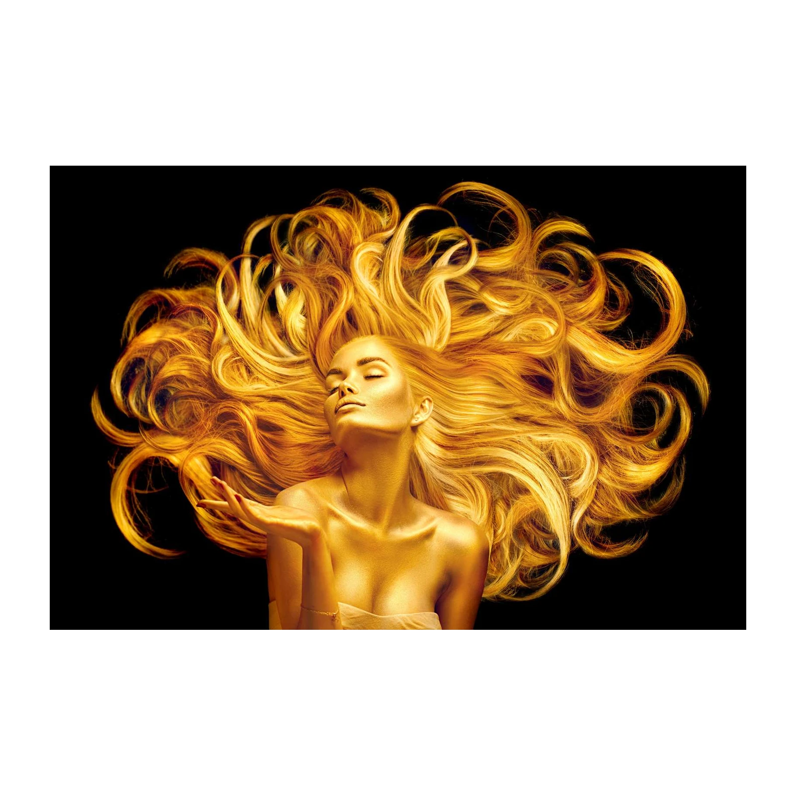 Golden Goddess Flowing Hair Wall Art