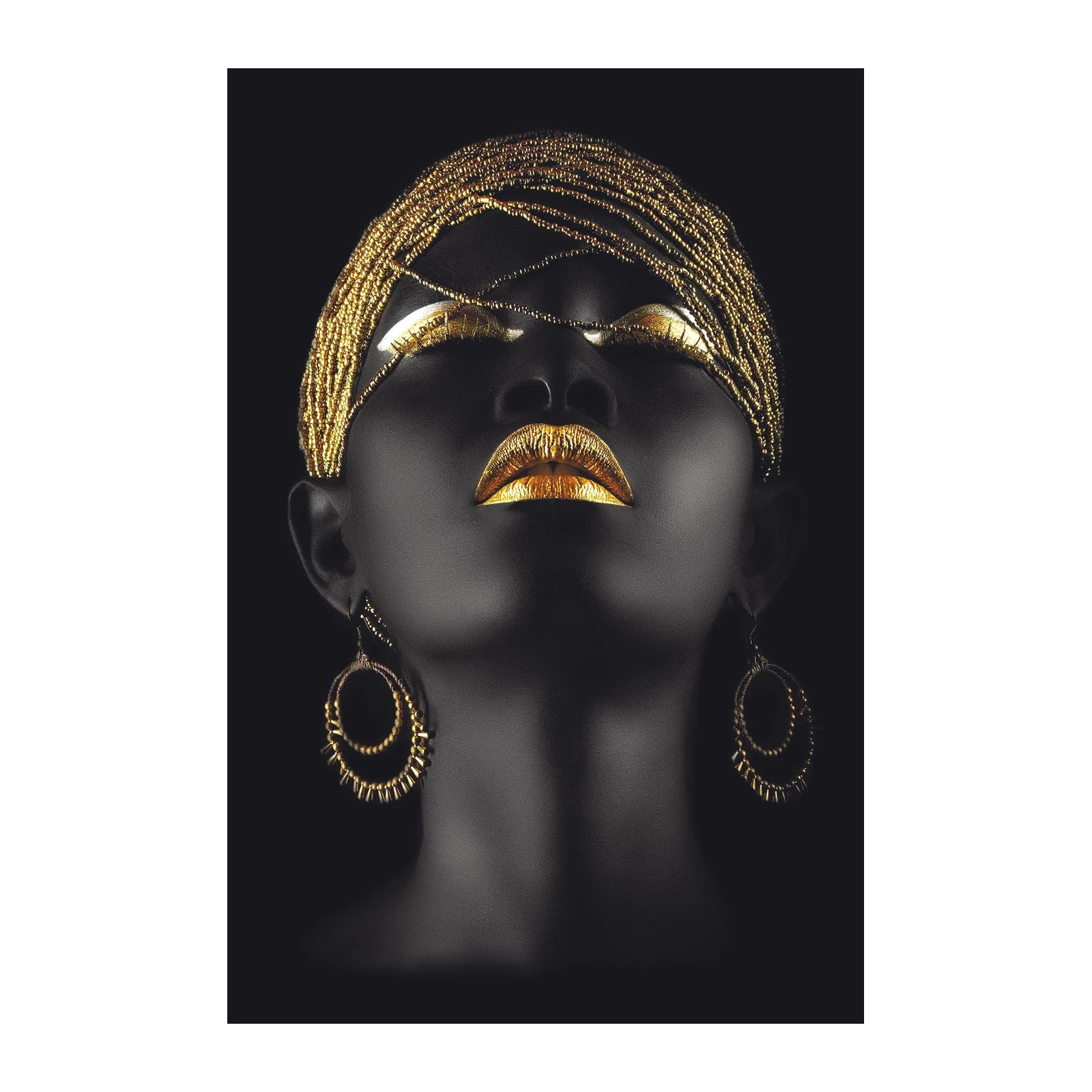 Opulent Gold Face African Art Wall Art