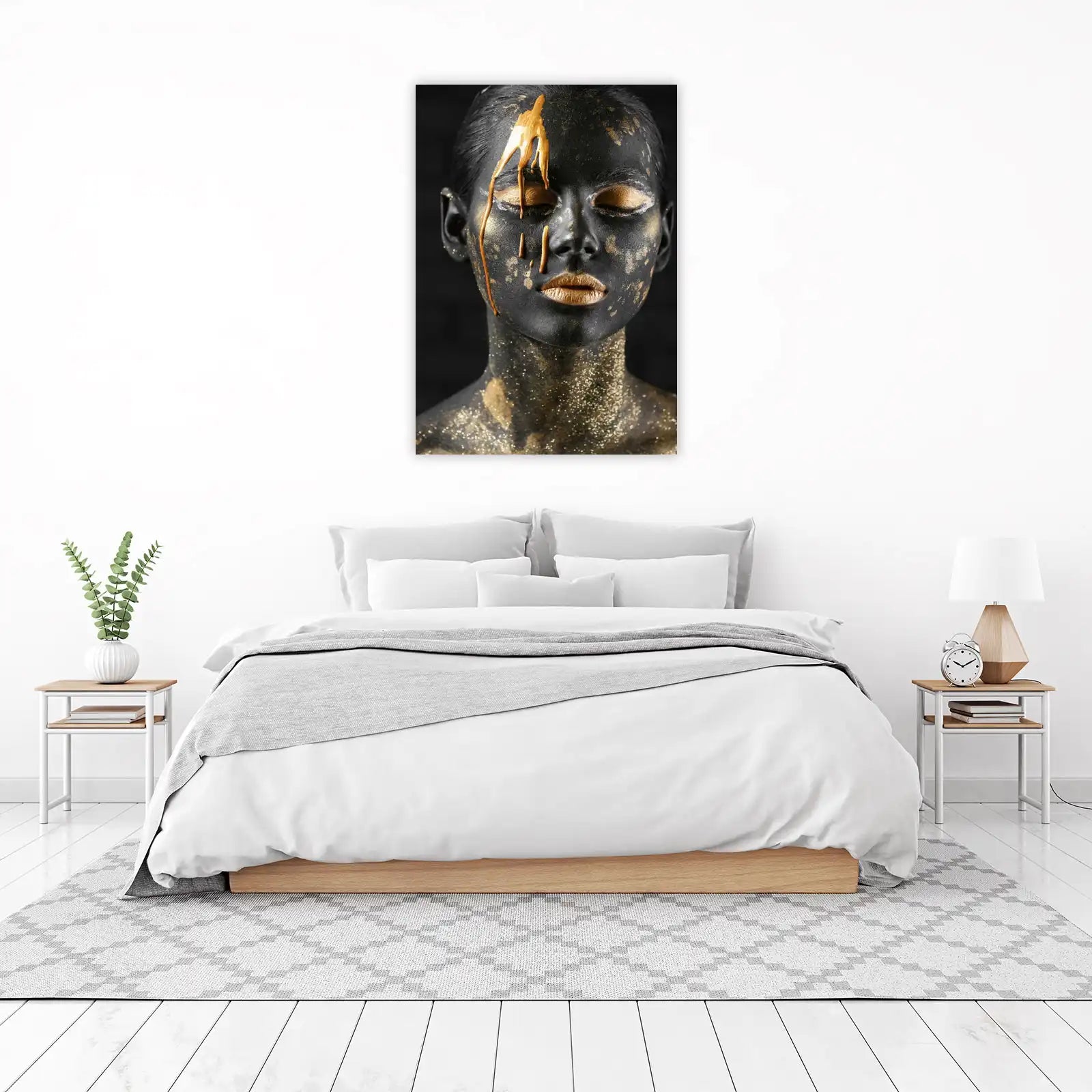Gold Drip Face Black & Gold Wall Art
