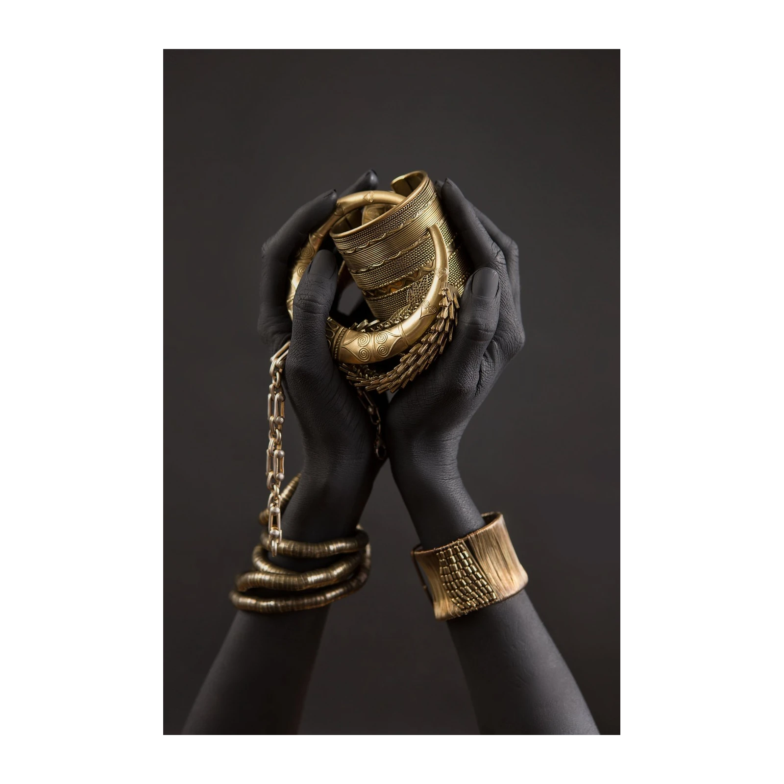 African Gold Glamour Hands Wall Art
