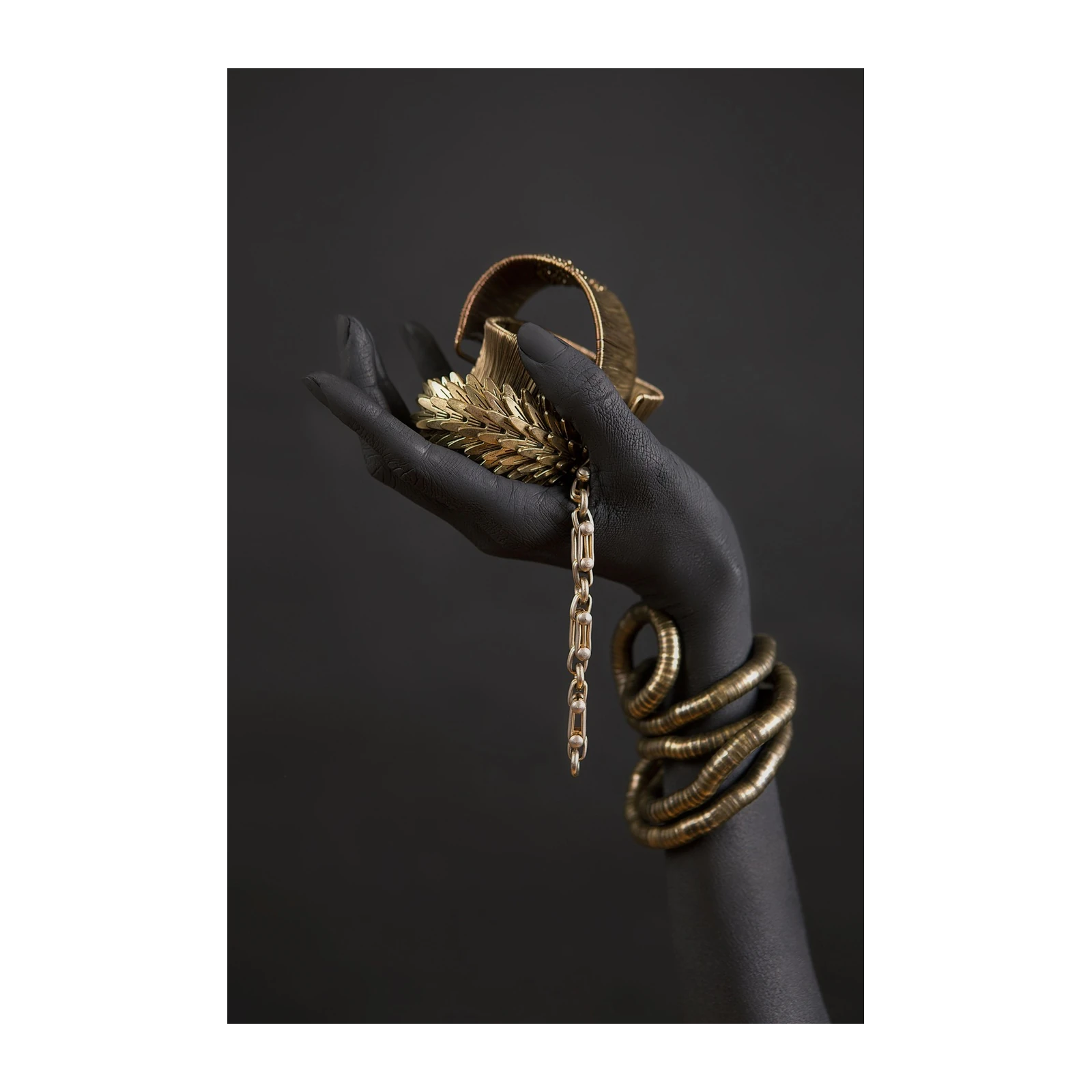 Elegant Gold Jewelry Hand Wall Art