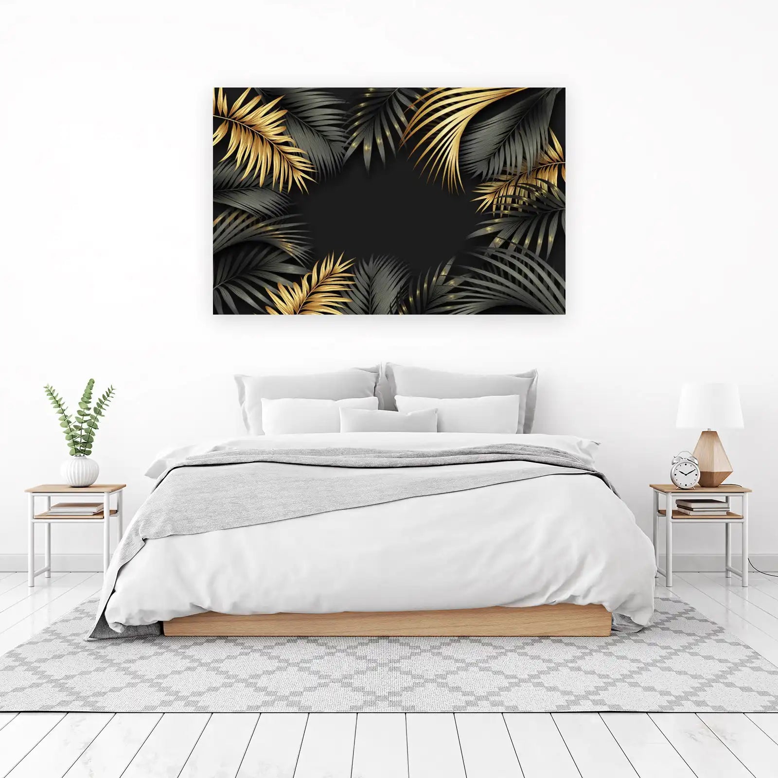 Luxury Gold & Black Palm Leaf Wall Art