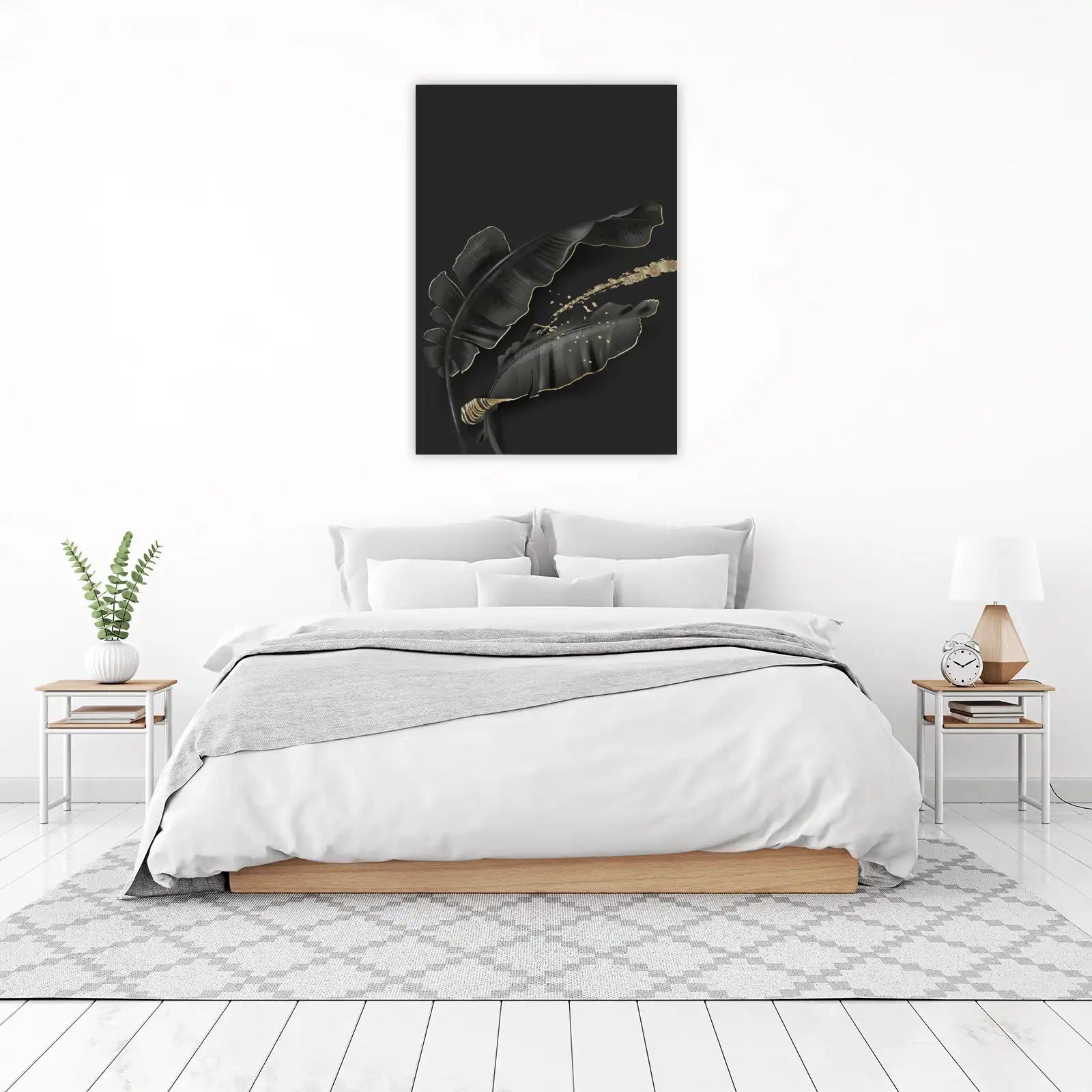 Elegant Black Gold Banana Leaf Wall Art