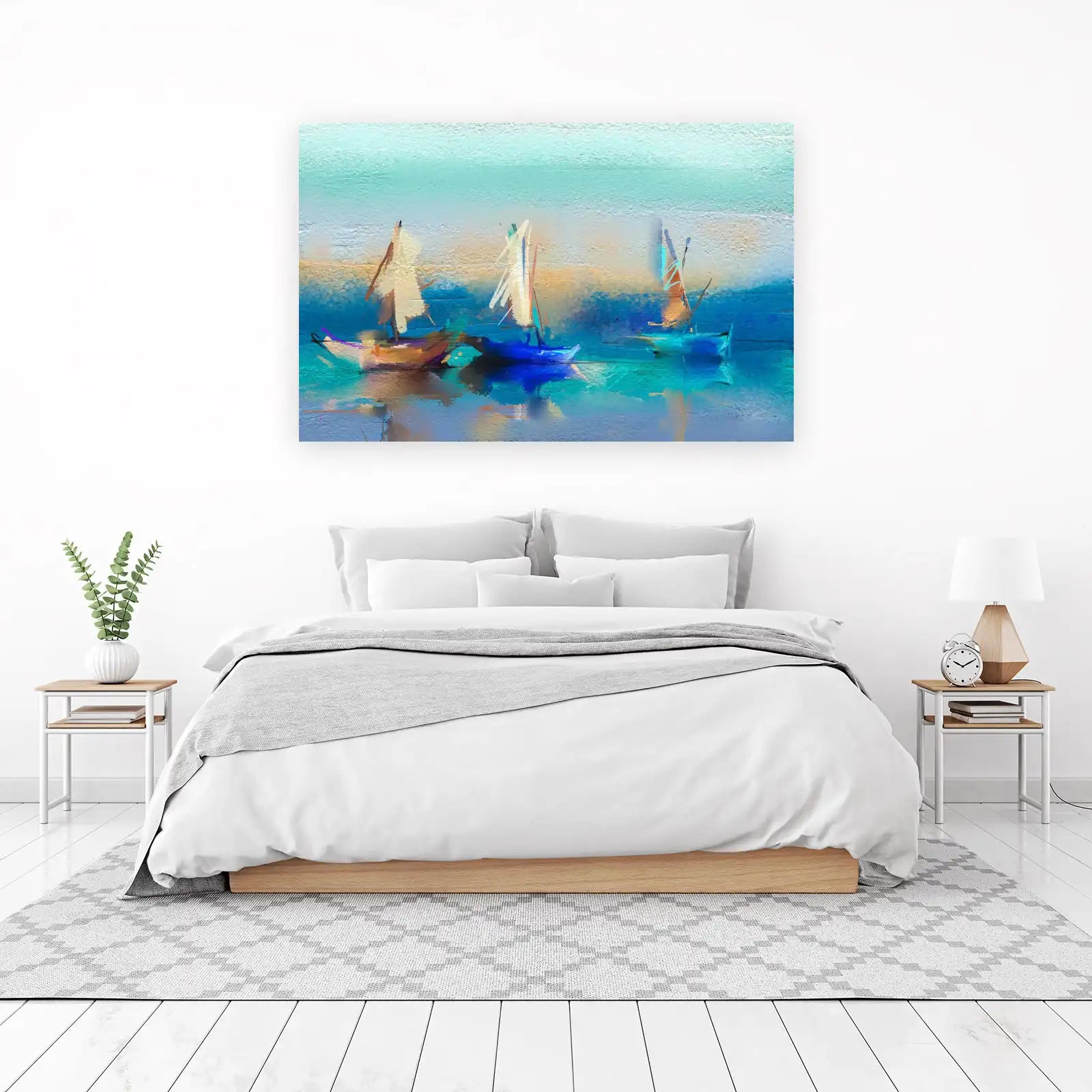 Abstract Sailboats on Water Wall Art