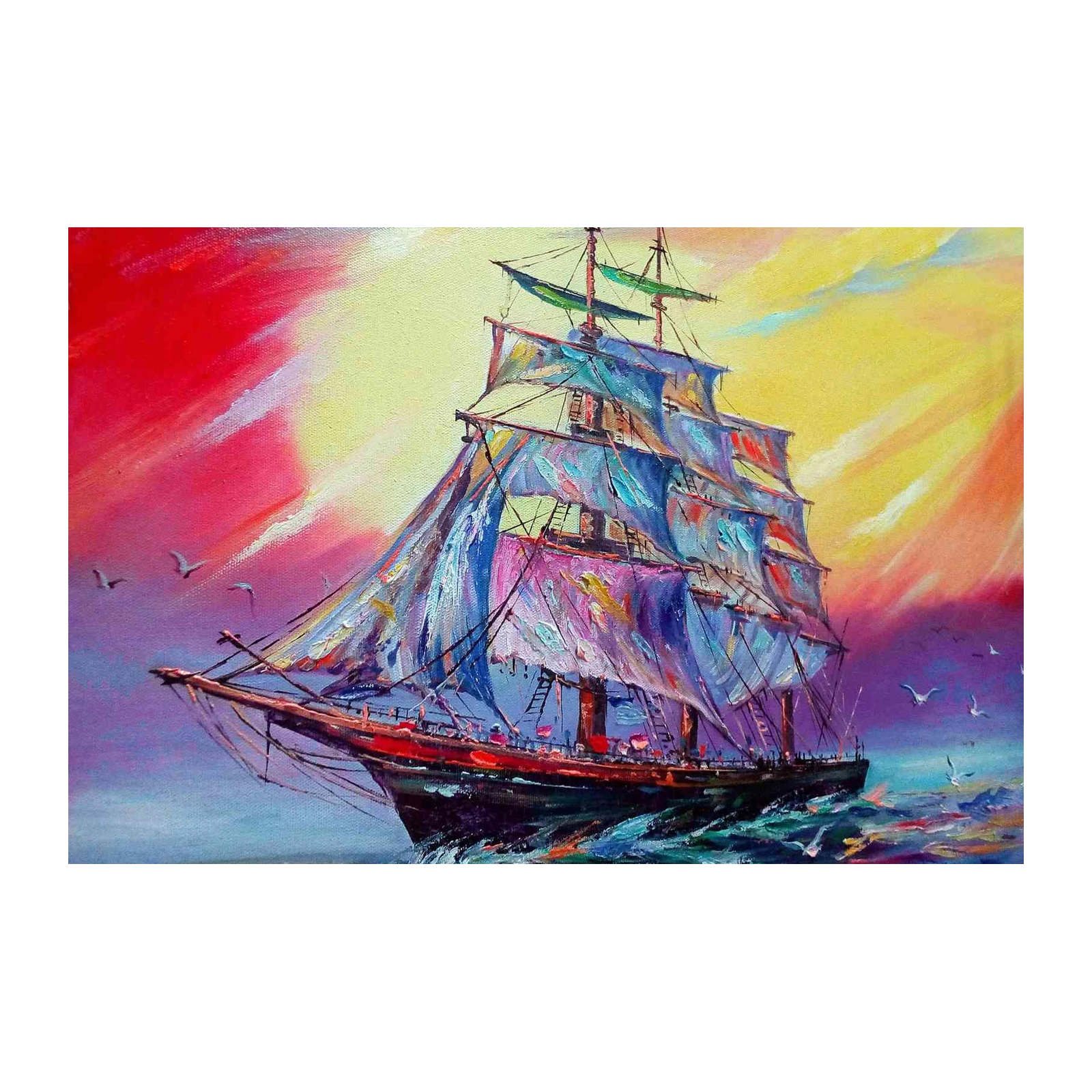 Vibrant Sailboat Sunset Wall Art Wall Art