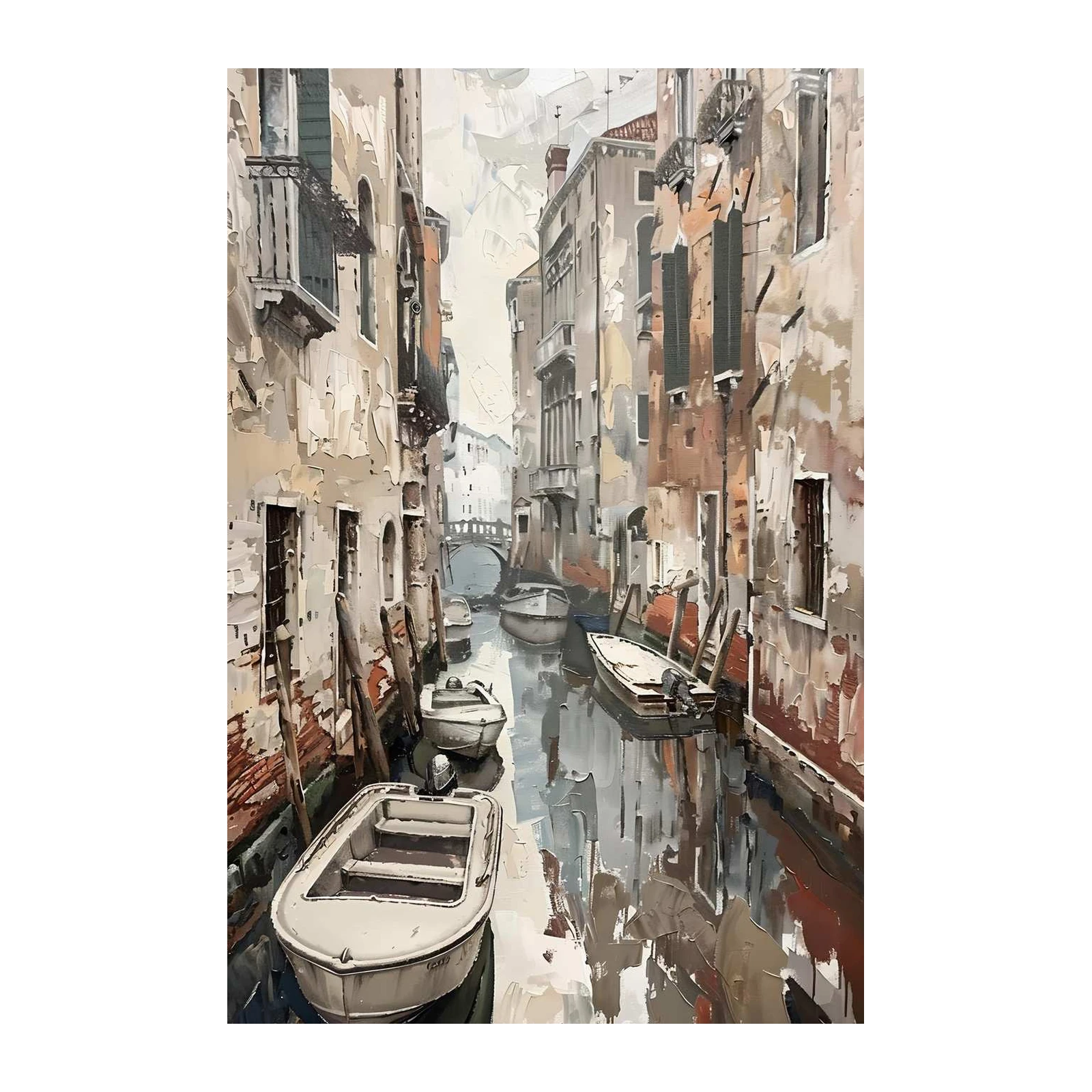 Venetian Canal Boats Textured Wall Art