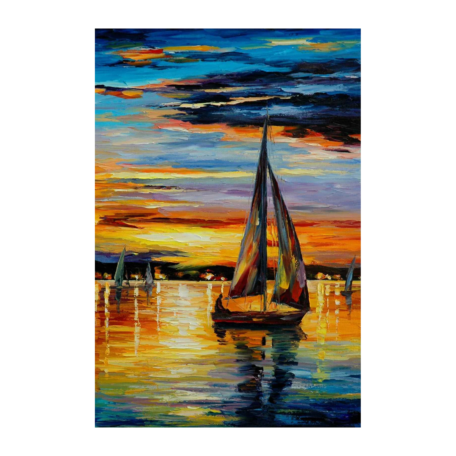 Impressionist Sunset Sailboats Wall Art