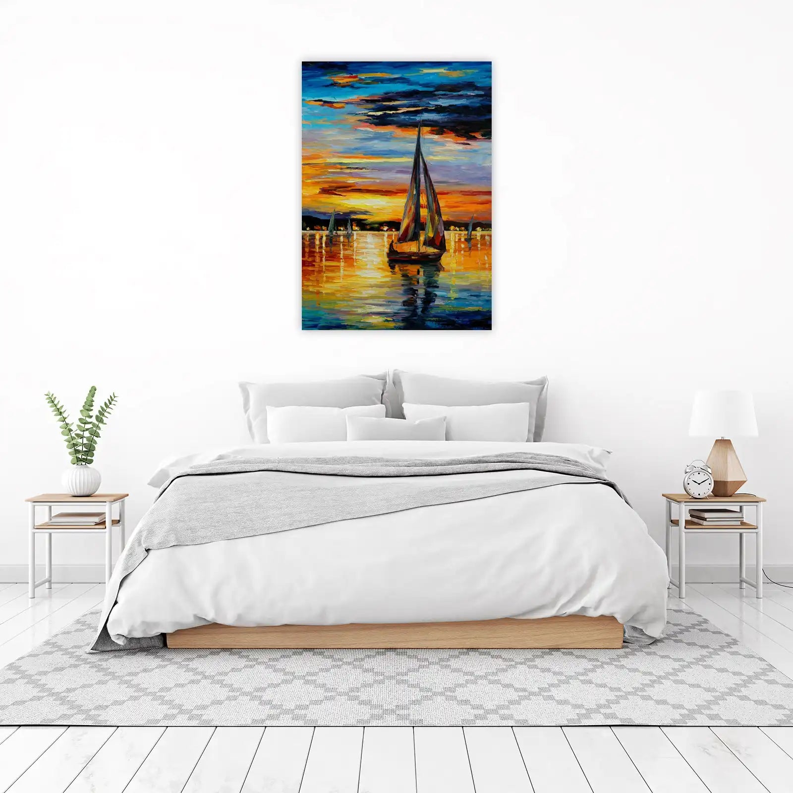 Impressionist Sunset Sailboats Wall Art