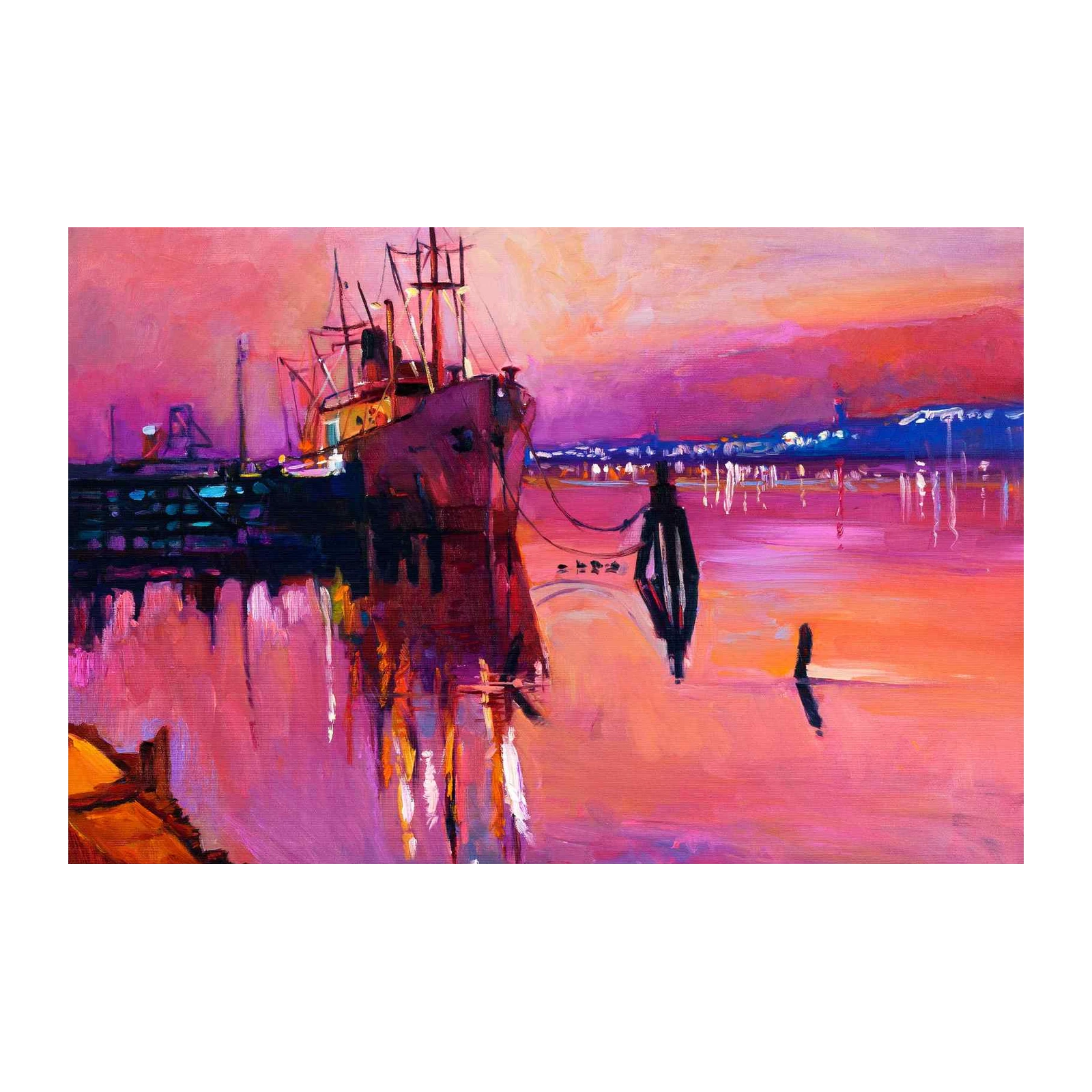 Vibrant Harbor Sunset Wall Art