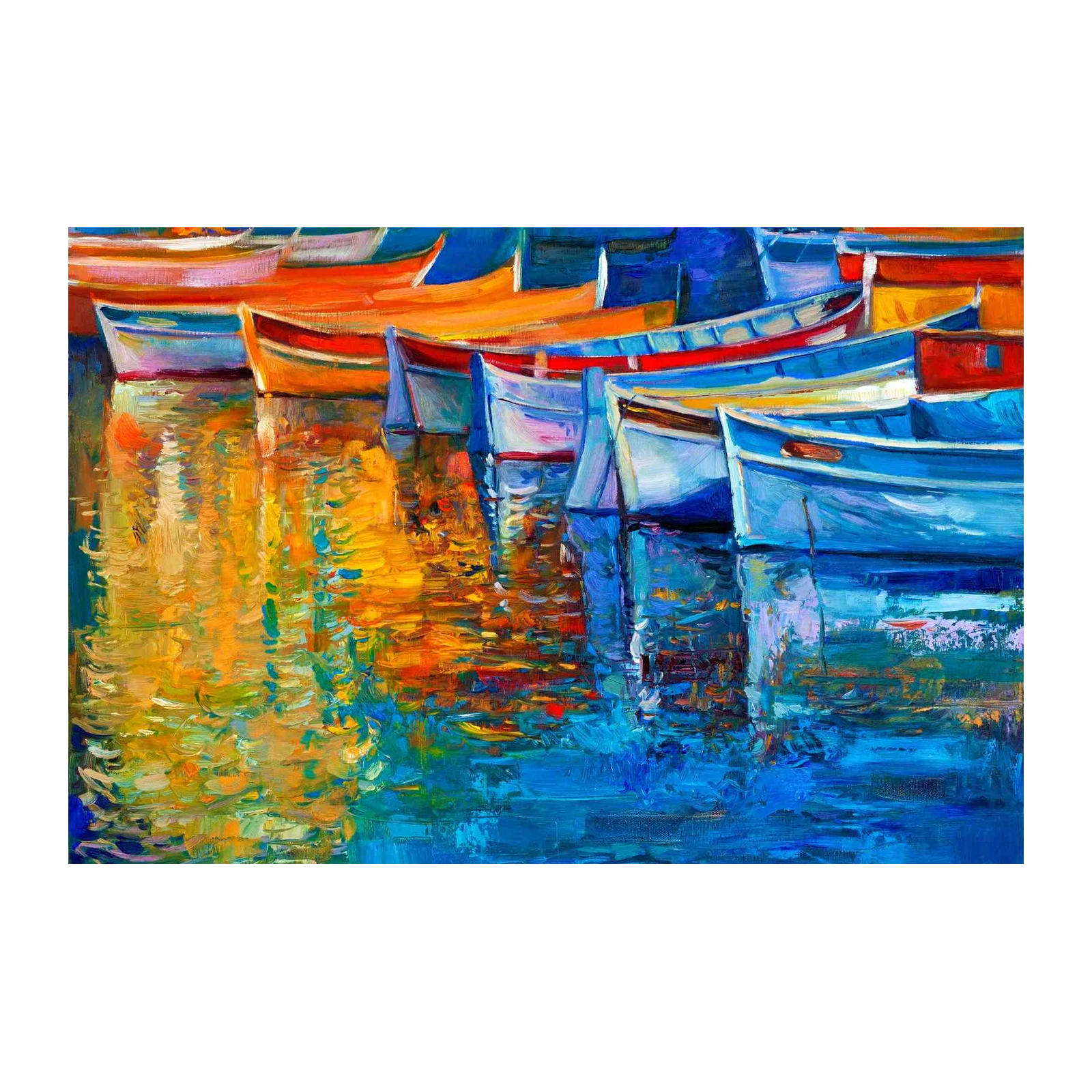 Vibrant Boats Abstract Wall Art