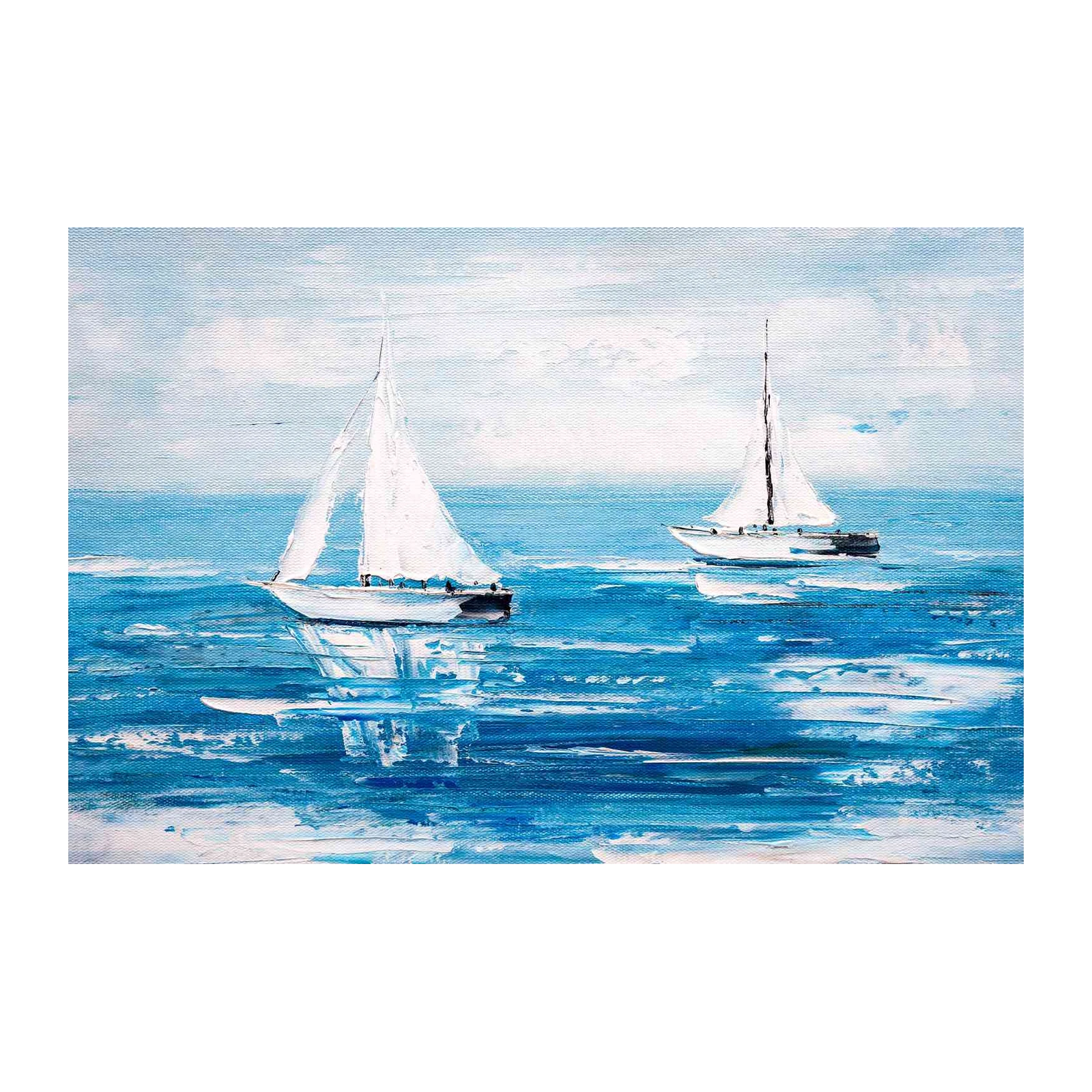 Serene Sailboats on Blue Waters Wall Art