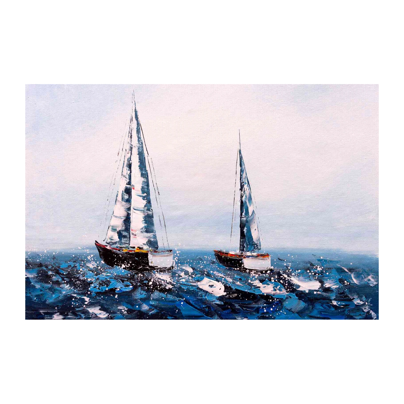 Serene Sailboats Ocean View Wall Art